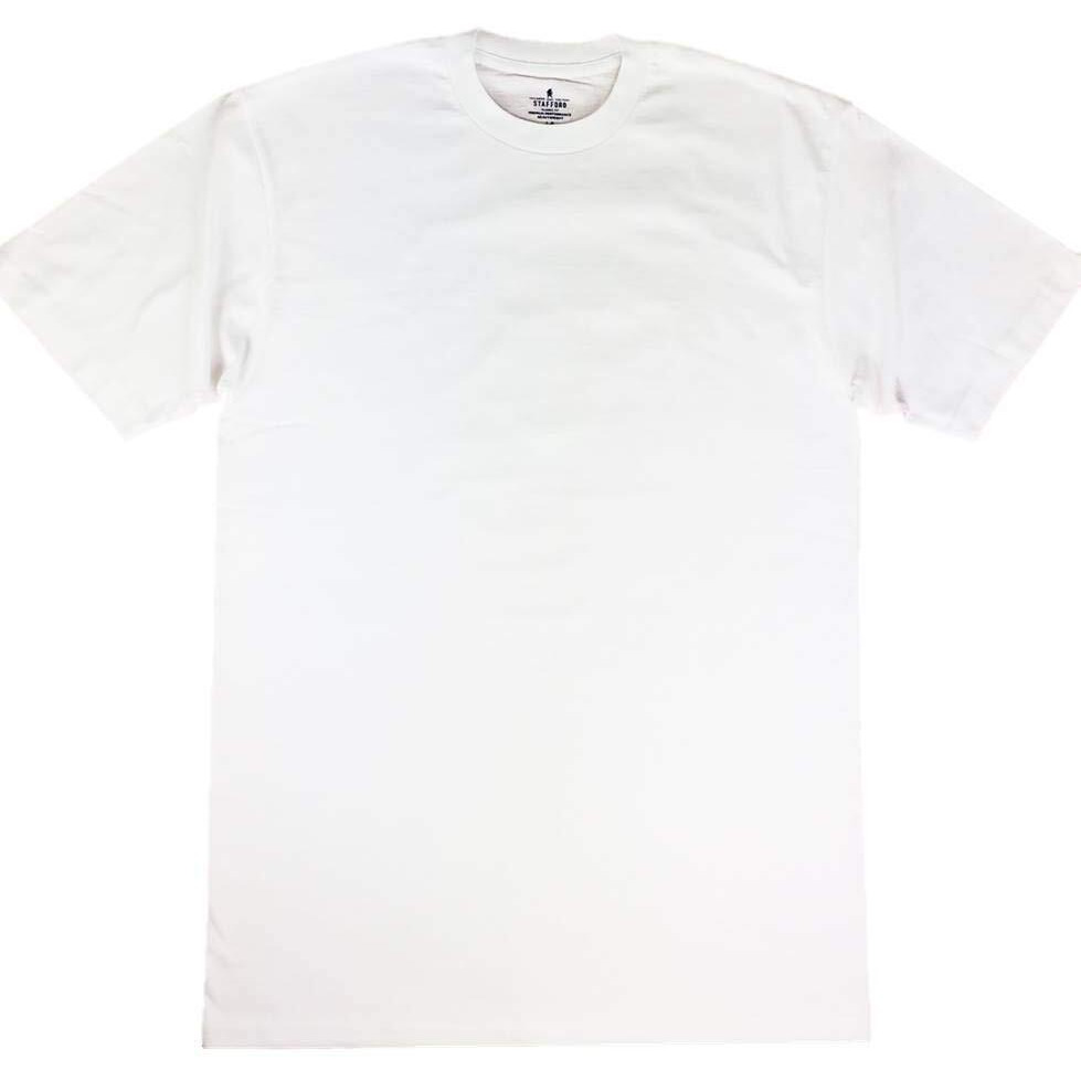 Stafford Mens Tall/Extra Tall 100% Heavy Weight Cotton Crew Neck Undershirt, White, Short Sleeve, 4 Pack (Large Tall (Lt))