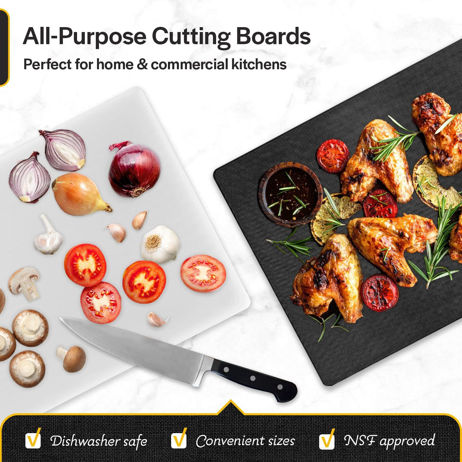 Thirteen Chefs Cutting Boards For Kitchen - 24 X 18 X .5"" Black Color Coded Plastic Cutting Board With Non Slip Surface - Dishwasher Safe Chopping Board