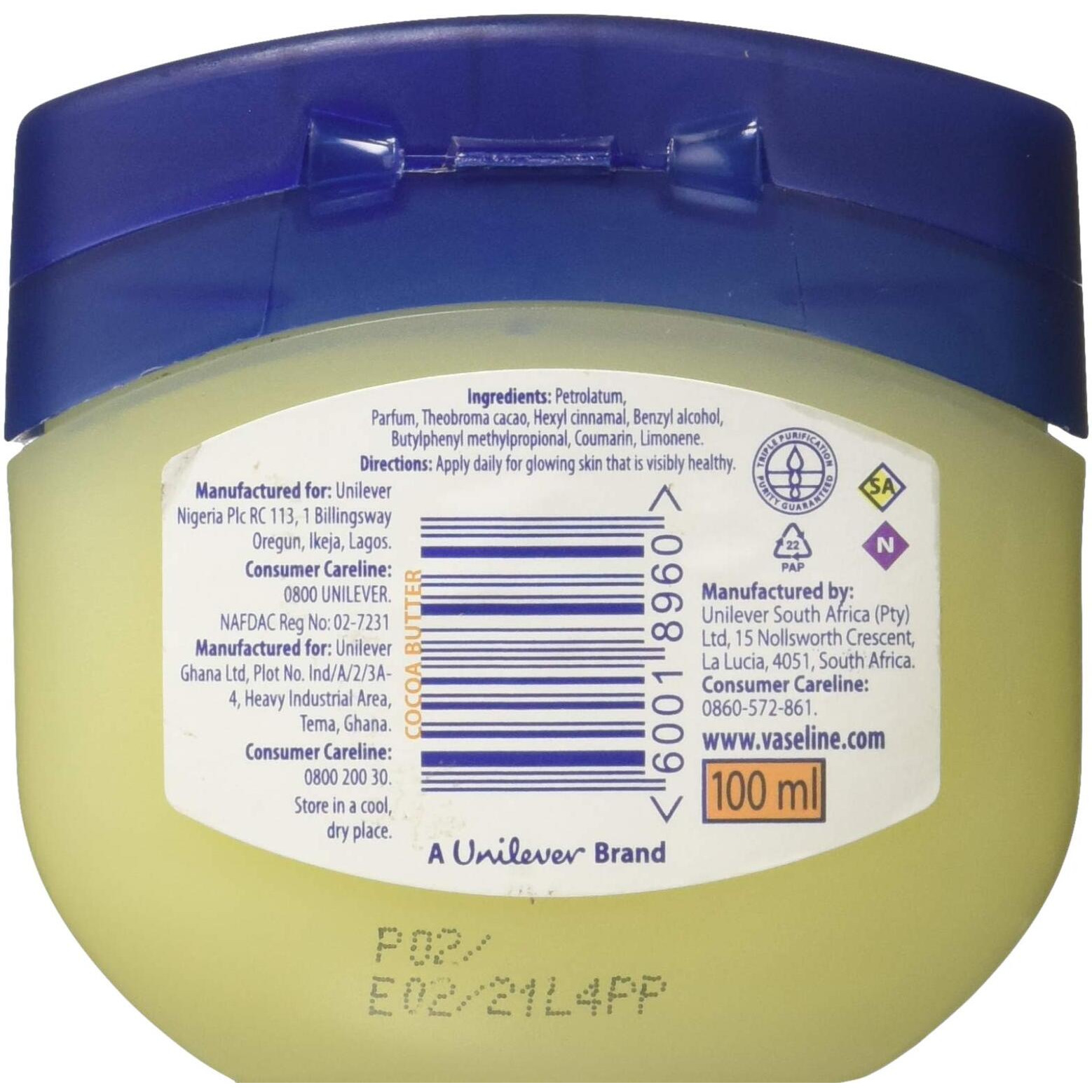 Vaseline Petroleum Jelly Blue Seal With Cocoa Butter (100Ml)