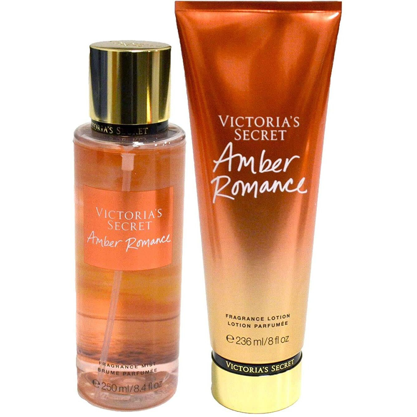 Victoria's Secret Amber Romance Set Fragrance Body Mist & All-Skin Lotion