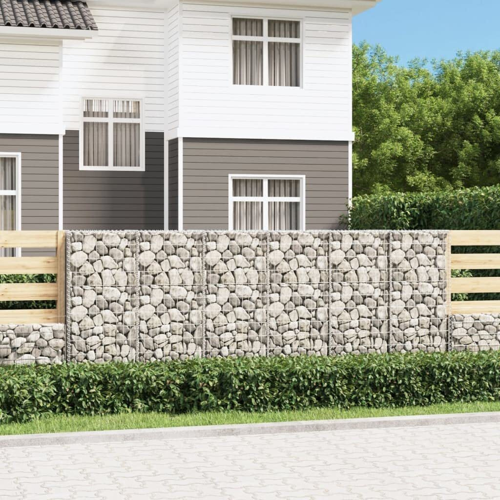 Vidaxl Gabion Wall With Covers Galvanized Steel 118"&quotX19.7"&quotX39.4""