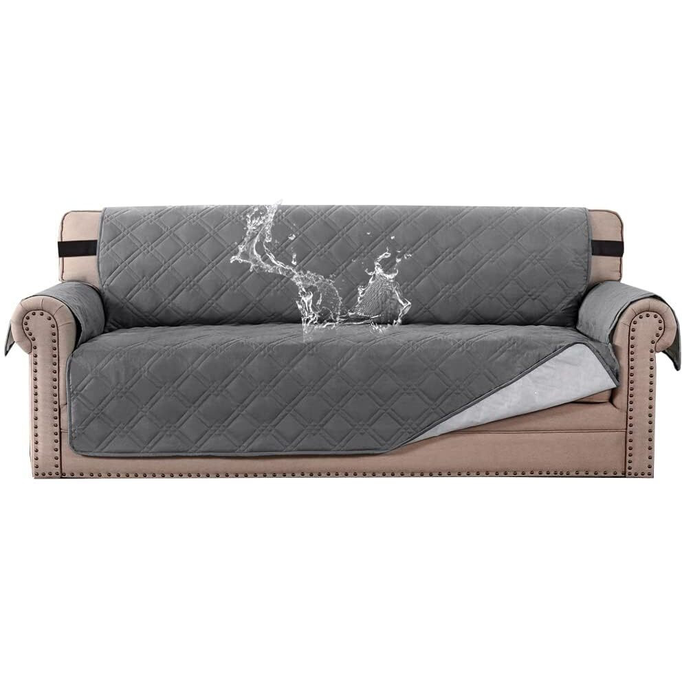 H.Versailtex 100% Waterproof Sofa Slipcover Washable Sofa Cover Non-Slip Couch Cover For 3 Cushion Cover Furniture Protector For Pets Couch Slipcovers With Puppy Paw Silicone Backing (Sofa, Grey)