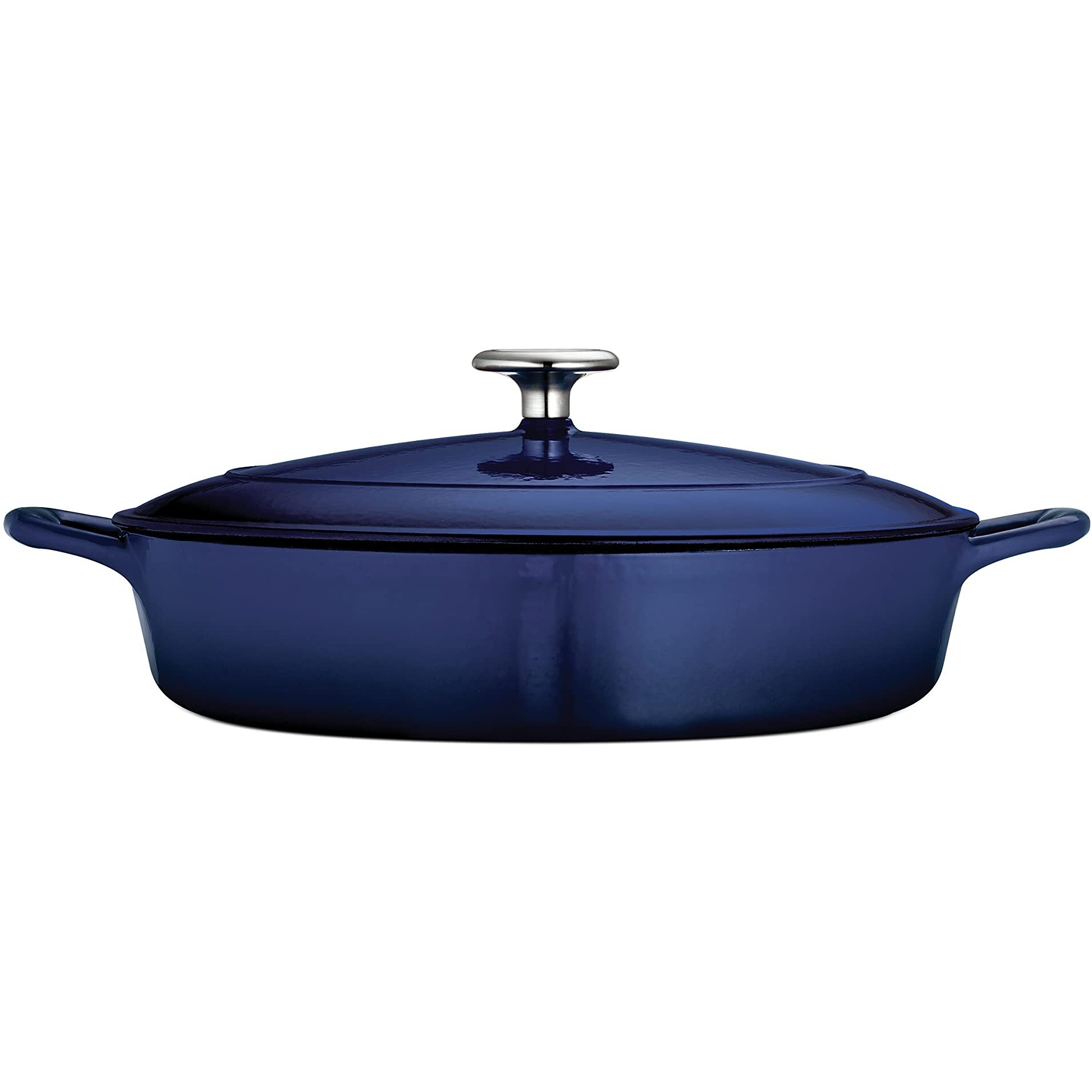 Tramontina Enameled Cast Iron Braiser Pan With Lid, 4-Quart, Blue