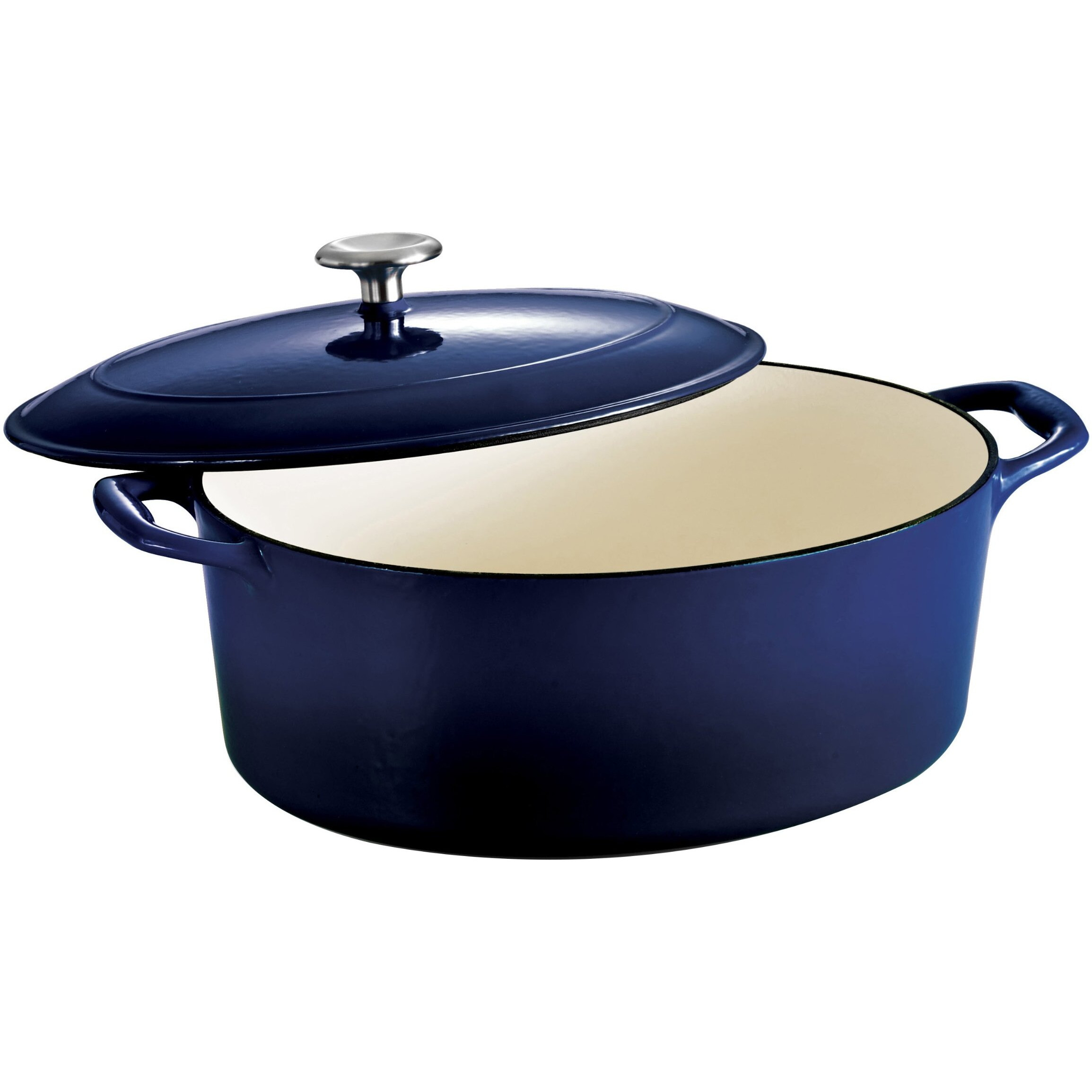 Tramontina Enameled Cast Iron Oval Dutch Oven Pot With Lid, Large 7-Quart, Blue