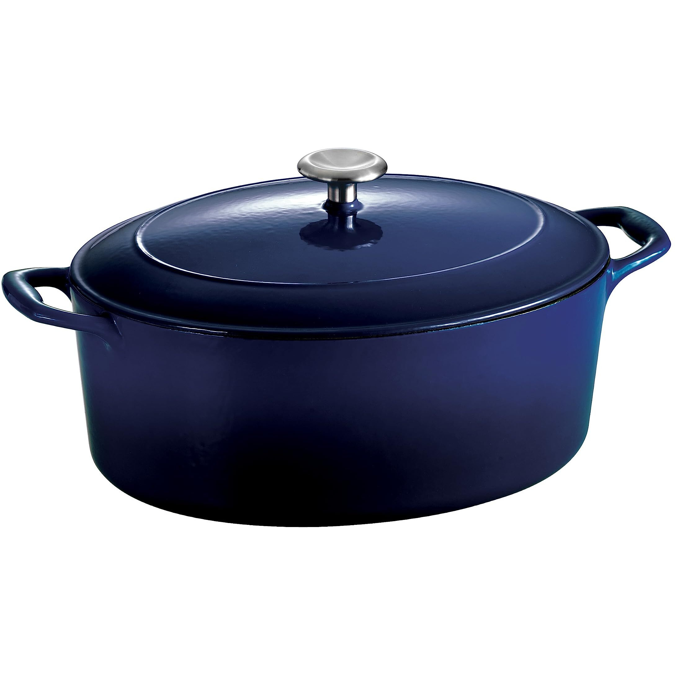 Tramontina Enameled Cast Iron Oval Dutch Oven Pot With Lid, Large 7-Quart, Blue