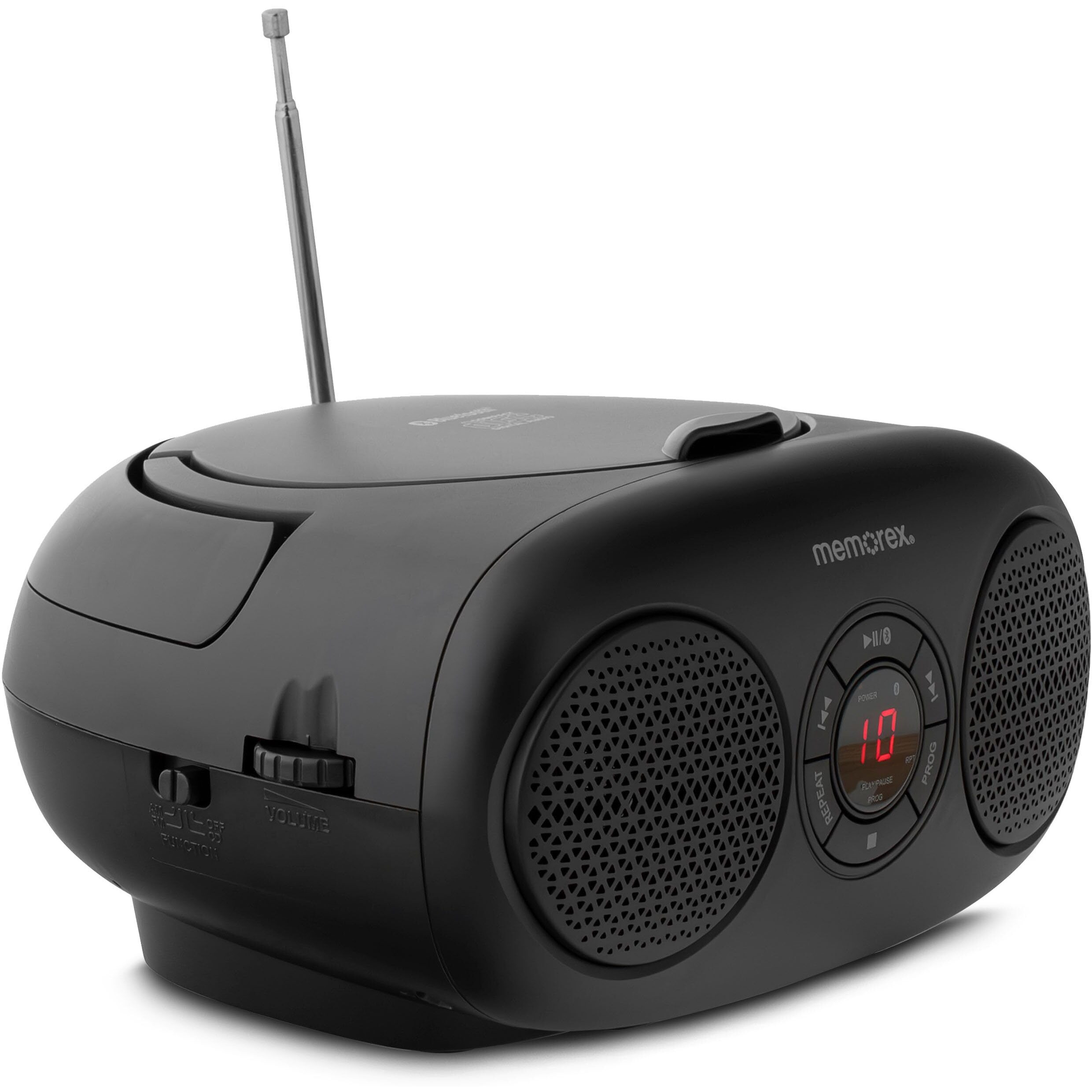Memorex Am/Fm Top Loading Cd Player | Portable Stereo With Programmable Memory | Auxiliary Input And Led Display (Black, Cd Boombox)