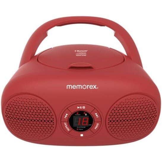 Memorex Am/Fm Top Loading Cd Player | Portable Stereo With Programmable Memory | Auxiliary Input And Led Display (Red)