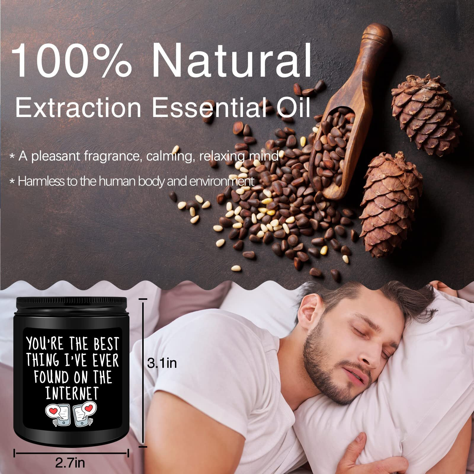 Homsolver Gifts For Him,Anniversary,Valentines Day,Birthday Gifts For Men Him Boyfriend,Best Thing I Found On The Internet Candles-Black Cedar & Sandwood Scented