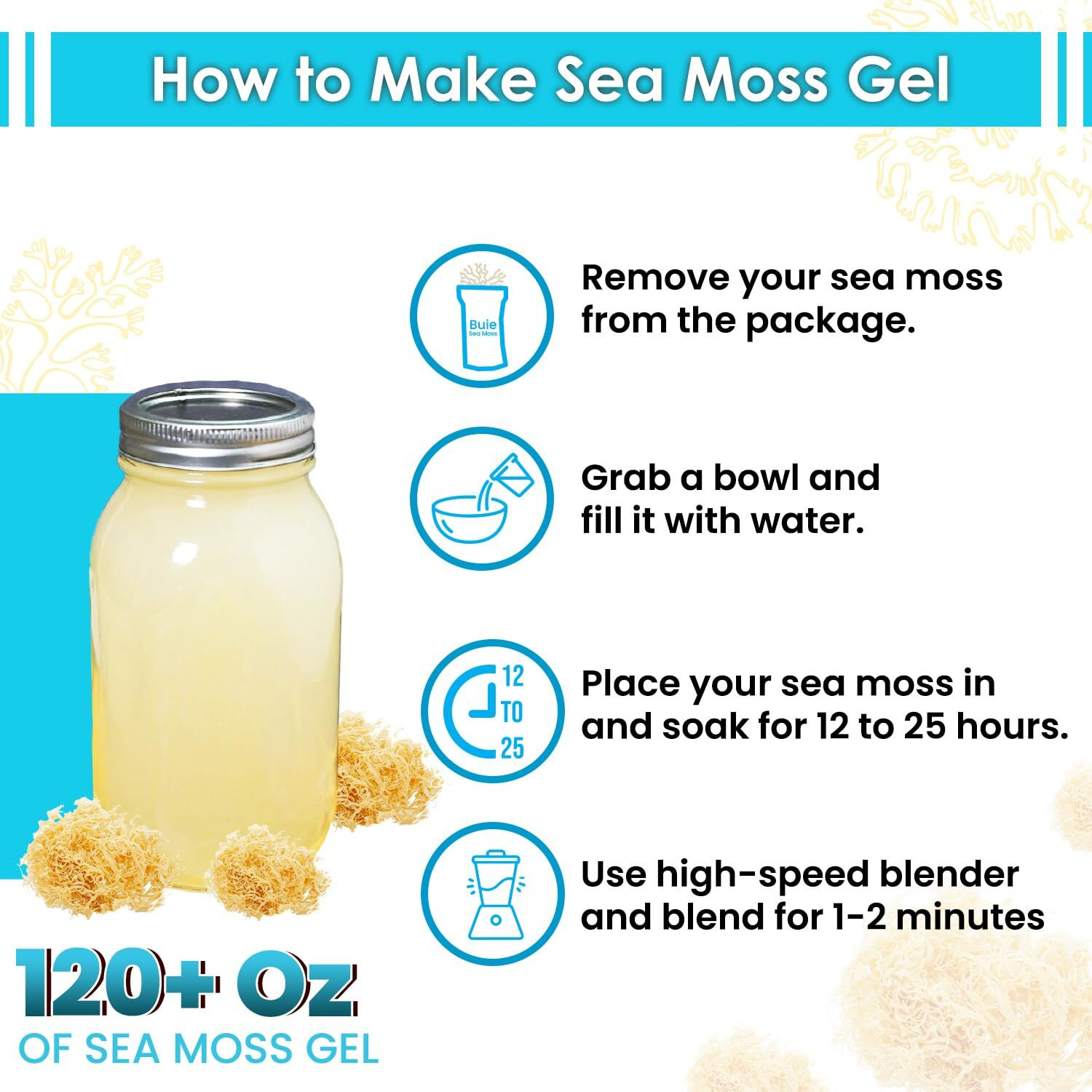 Buie Holistic Herbs Golden Irish Sea Moss, Pure Wildcrafted, Nutrient-Rich, Dr. Sebi Inspired - Makes 120+ Oz Gel | Pure & Natural Raw Gold Irish Sun - Dried Sea Moss For Health & Wellness / (8 Oz)