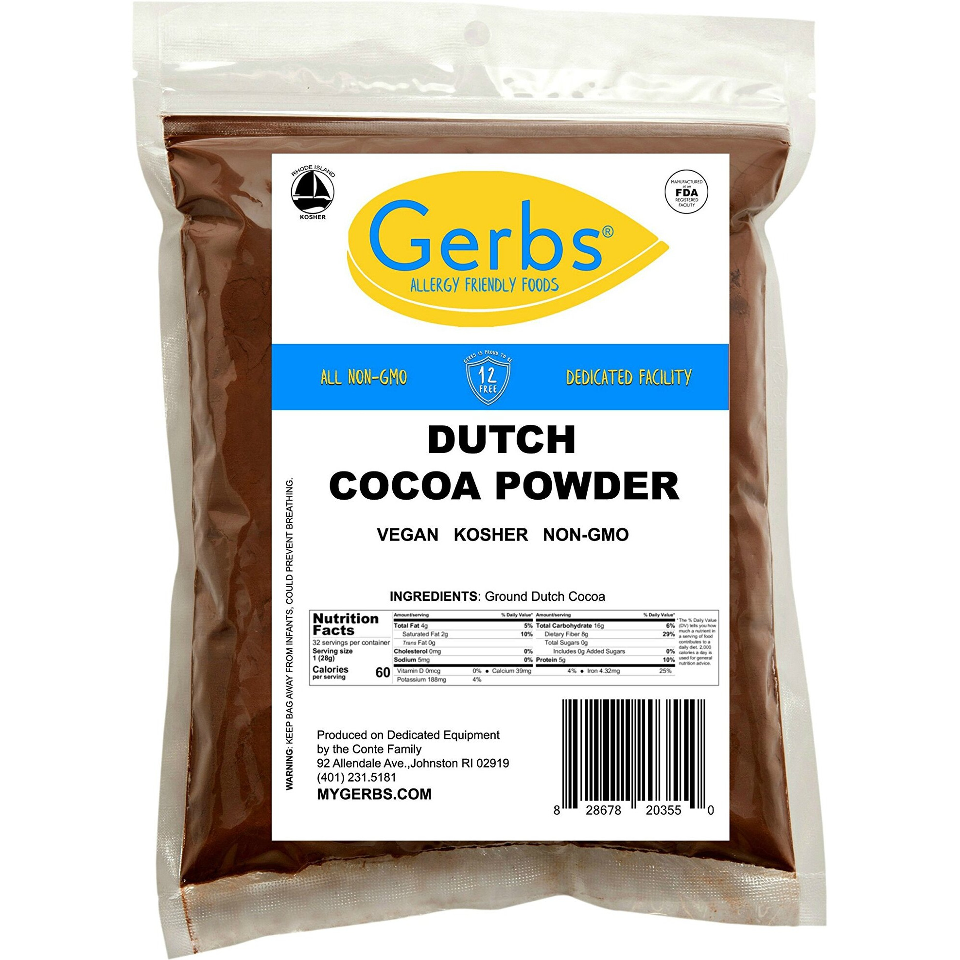 Bensdrop Natco Dutch Cocoa Powder By Gerbs, 2 Pound Resealable Bag, 22-24% Cocoa Butter Fat, Top 14 Allergy Free Foods, Gluten & Peanut Free, Vegan, Keto, Kosher