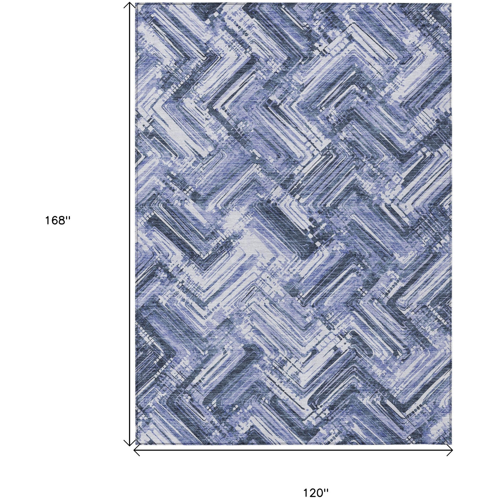 10' X 14' Navy Blue And Sky Blue Geometric Washable Indoor Outdoor Area Rug