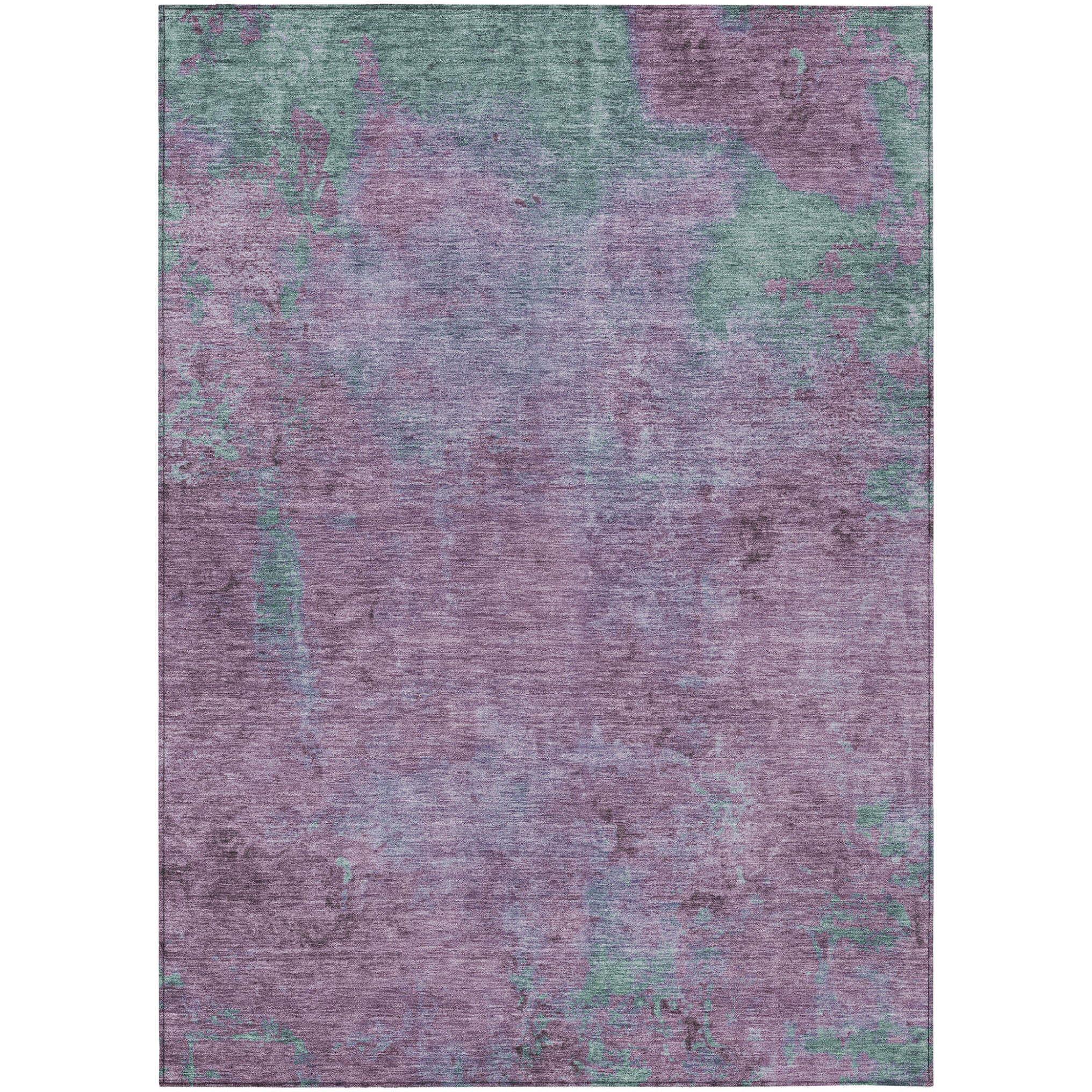 3' X 5' Lavender And Teal Blue Abstract Washable Indoor Outdoor Area Rug