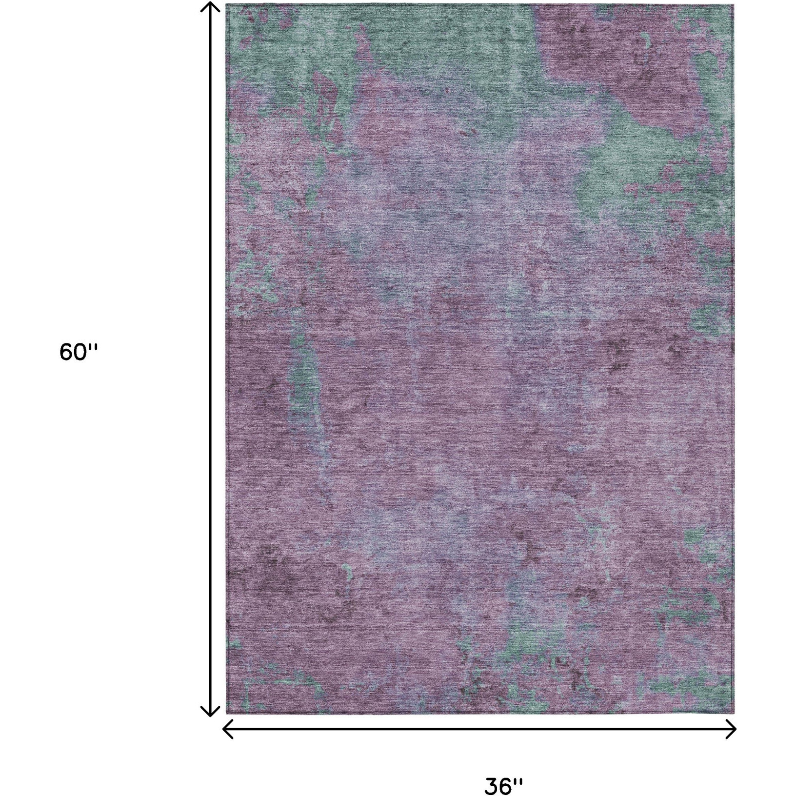 3' X 5' Lavender And Teal Blue Abstract Washable Indoor Outdoor Area Rug