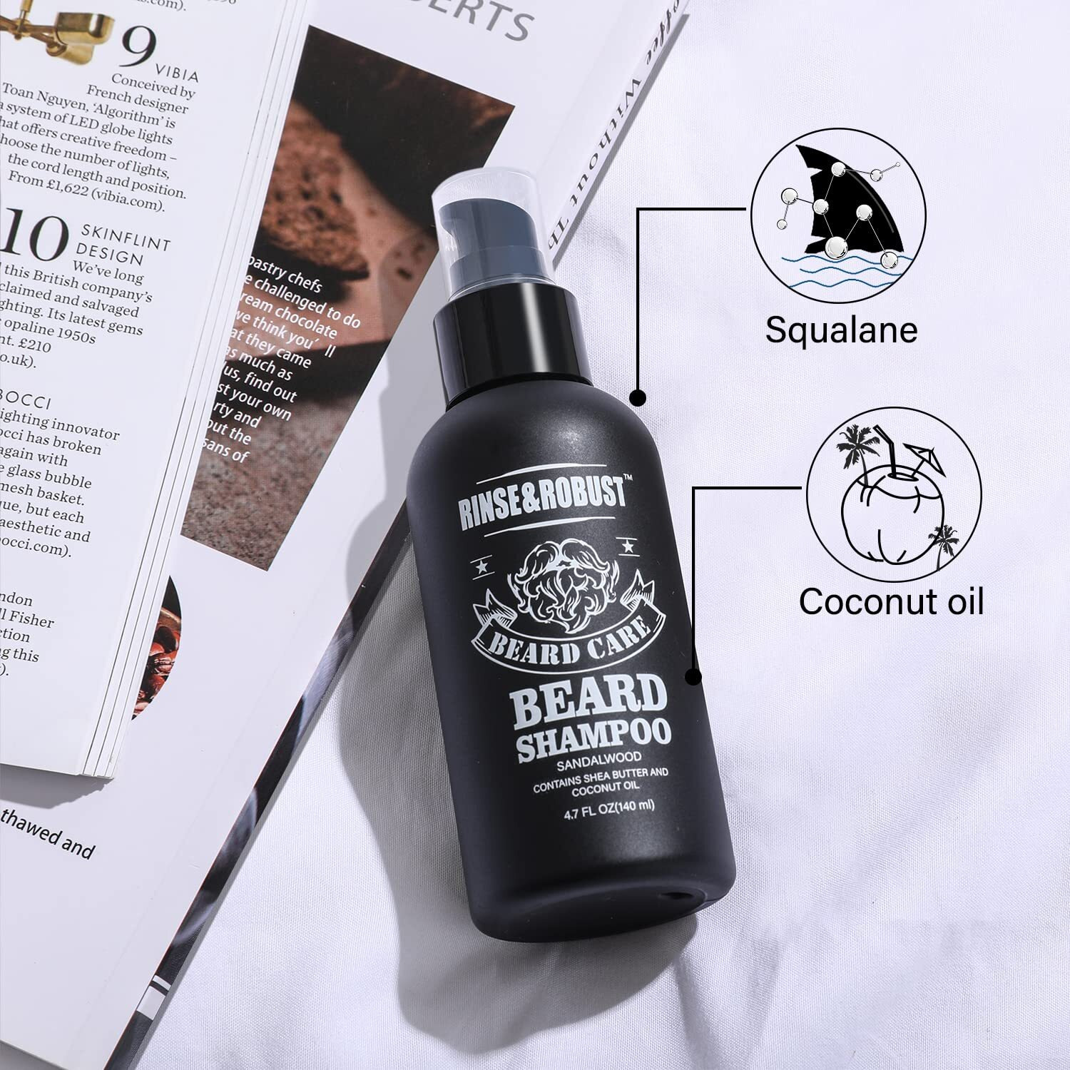 Rinse & Robust Beard Wash, Fathers Day Dad Gift, Beard Conditioner, Beard Oil, Beard Balm Gift Set - Sandalwood Fragrance, Natural, Gluten Free Ingredients, 4 Piece Beard Grooming Kit For Men
