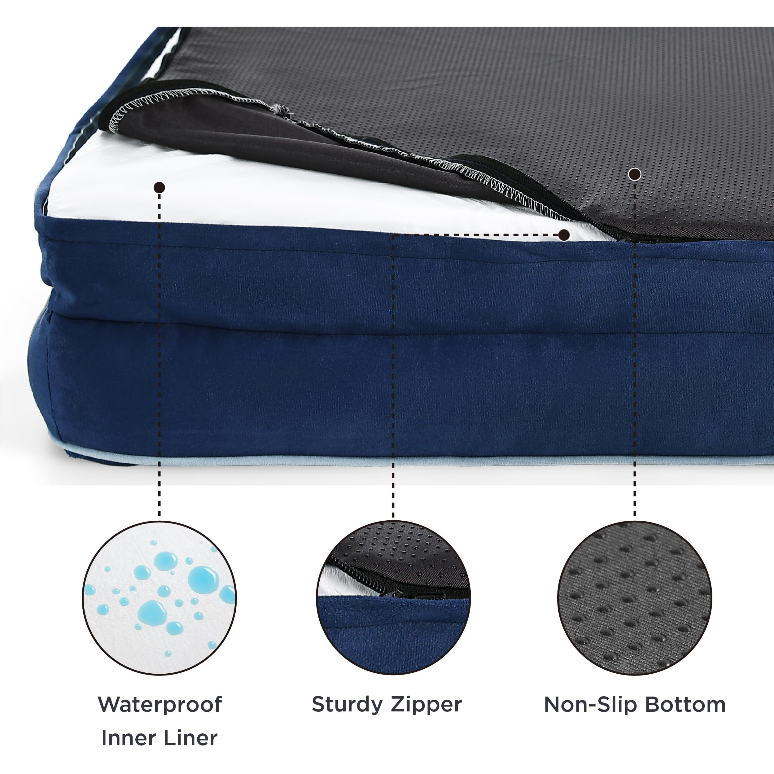 Bedsure Orthopedic Dog Bed For Medium Dogs - Waterproof Dog Sofa Beds Medium, Supportive Foam Pet Couch Bed With Removable Washable Cover, Waterproof Lining And Nonskid Bottom, Navy Blue