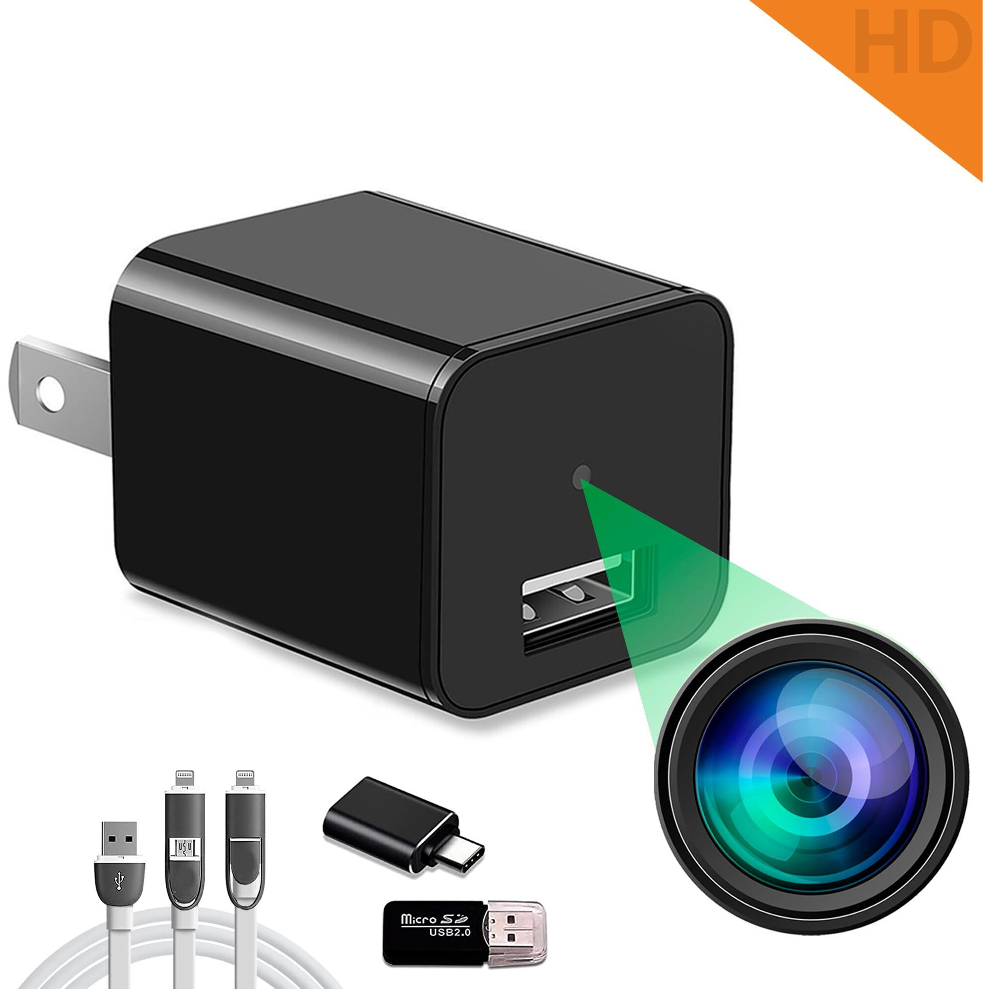 Alpha Tech Plug-In 1080P Hd Mini Camera - Premium, 110 Wide View - Plug & Use - Wifi-Free Setup - Compact Usb Cam For Simple, Reliable Indoor Use - Easy File Access - Ideal For Pets Nanny