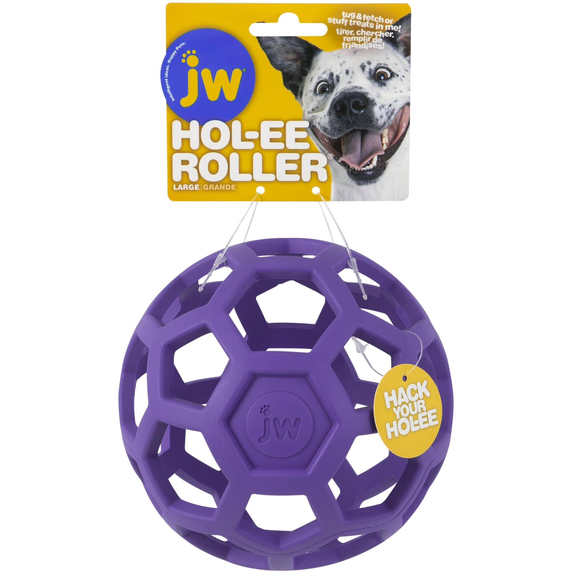 Jw Pet Hol-Ee Roller Dog Toy Puzzle Ball, Natural Rubber, Large (5.5 Inch Diameter), Colors May Vary