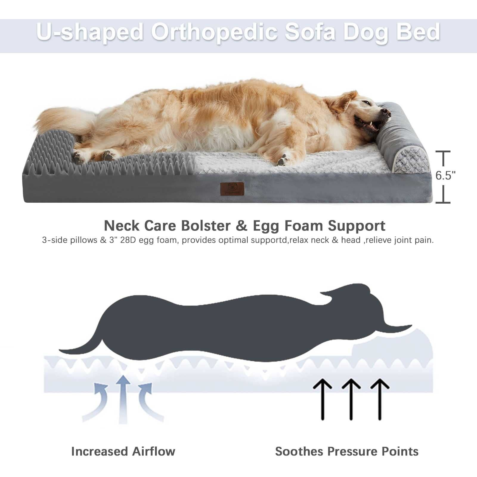 Wnpethome Dog Beds For Medium Large Dogs, Orthopedic Sofa Mat Pillow With Removable Waterproof Cover, Egg-Foam Crate Bed