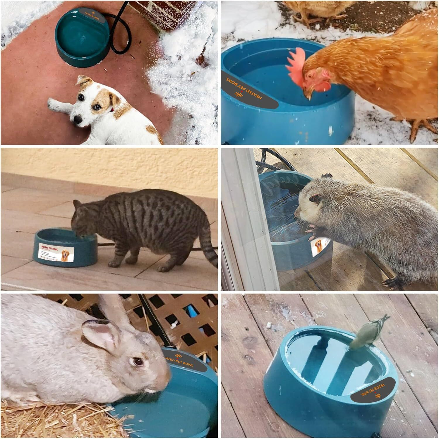Namsan Heated Water Bowl For Cats Outdoor, 2.2L, Heated Pet Bowl For Chickens Rabbits Farm Animals, Heated Dog Bowl Ice Free In Winter, Thermal-Bowl Warm Water Bird Bath Dish