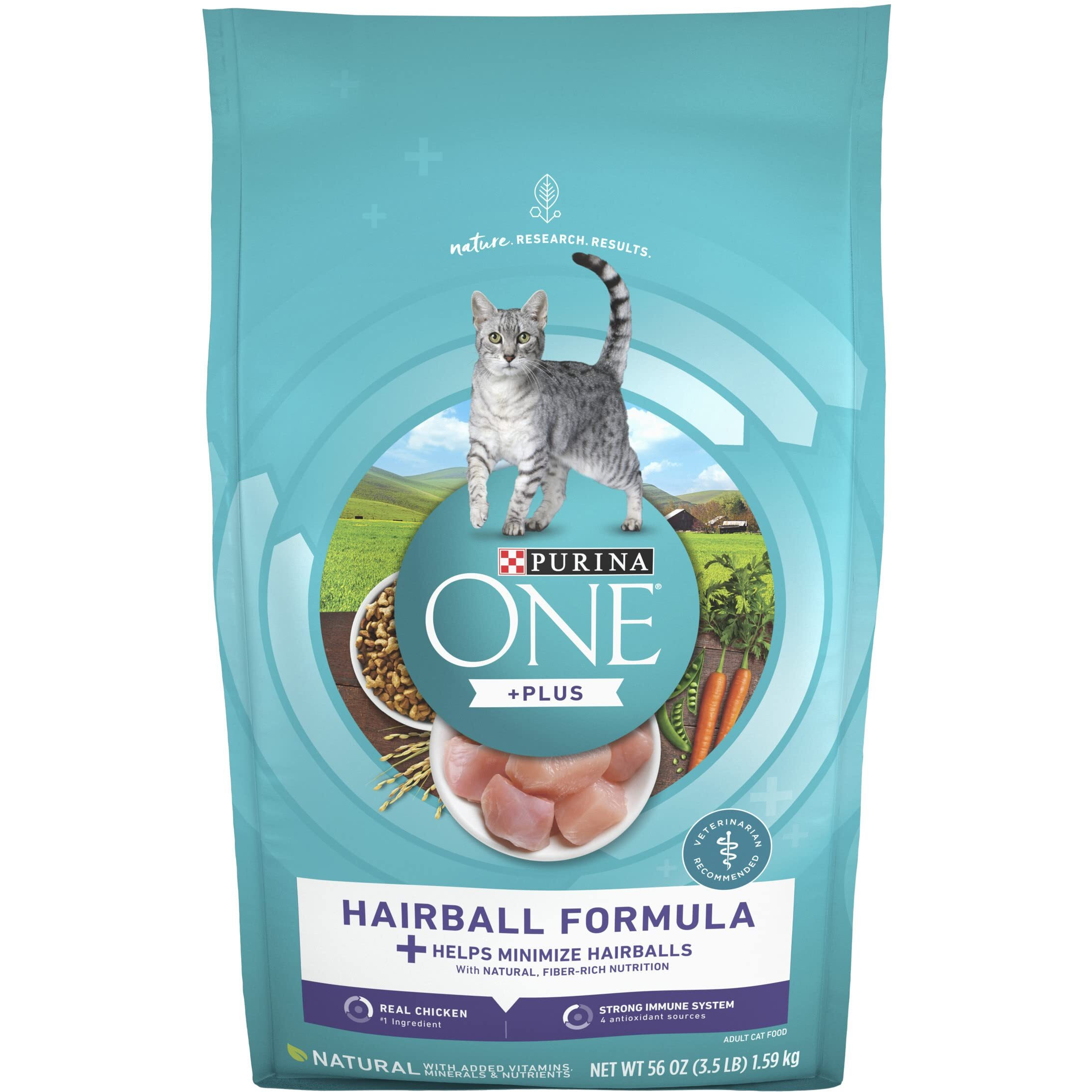 Purina One Natural Cat Food For Hairball Control, +Plus Hairball Formula - 3.5 Lb. Bag