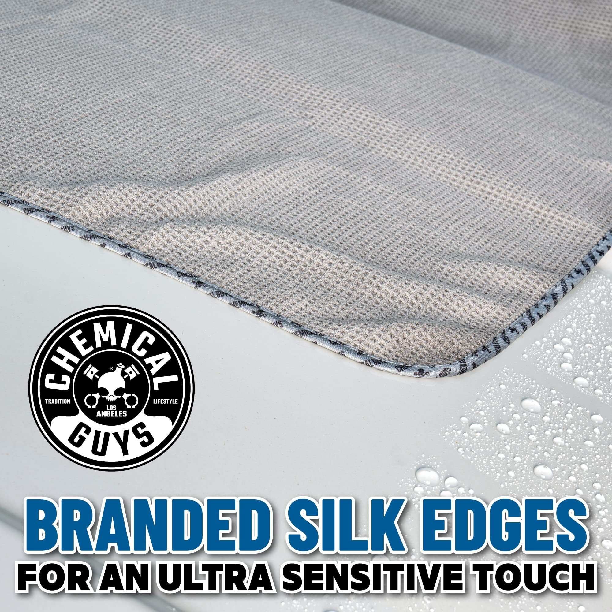 Chemical Guys Mic_781_01 Waffle Weave Gray Matter 70/30 Blend Microfiber Drying Towel With Silk Edging, 25"" X 36""