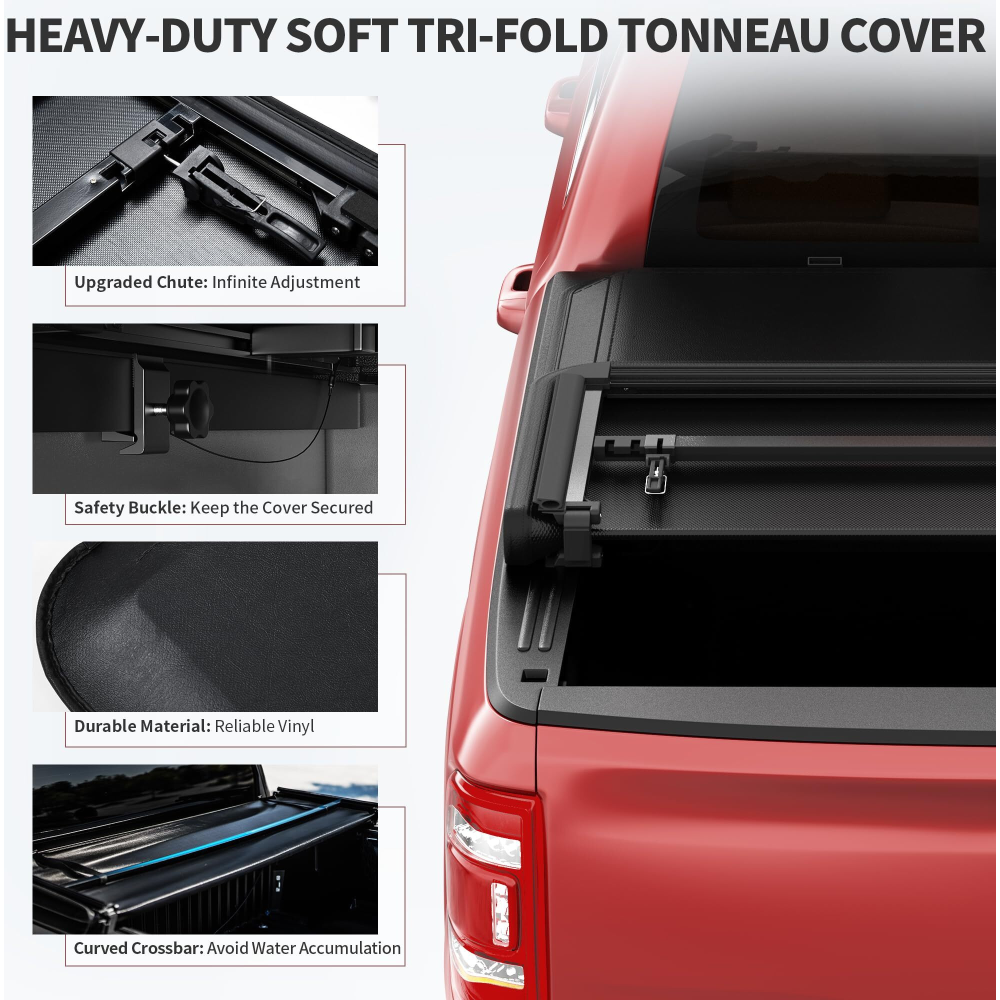 Oedro Upgraded Tri-Fold Truck Bed Tonneau Cover Compatible With 2015-2025 Ford F-150 F150 5.5 Feet Bed
