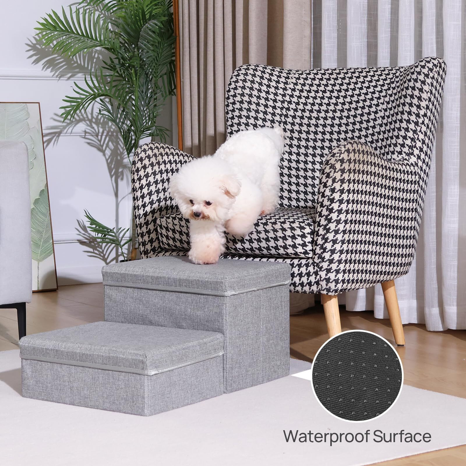 Foldable Dog Stairs/Steps 2-Tier Pet Steps Storage And Adjustable Steps For Small Medium Dogs Pet Steps Storage Stepper For High Beds Sofa Pet Dog Cat