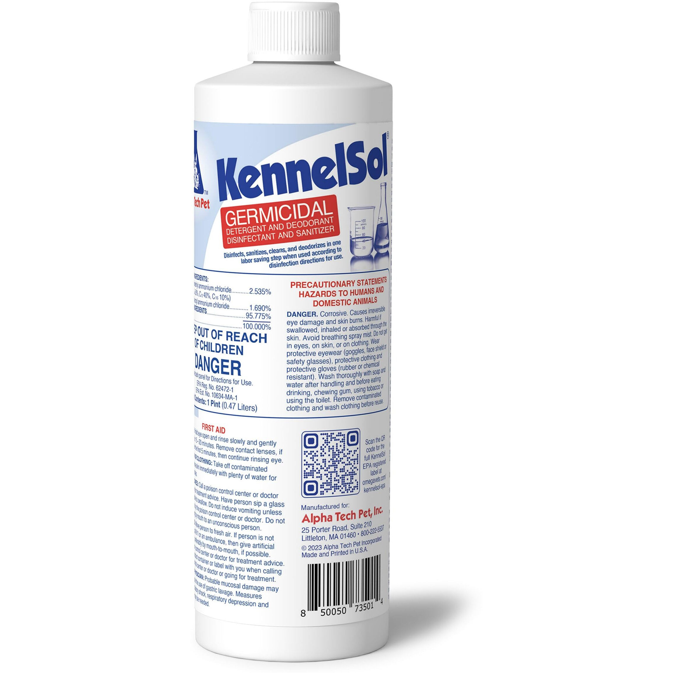 Atp 1-Step Kennel Cleaner - Epa Registered Liquid Concentrate Disinfectant And Deodorizer, Effective Against Bacteria And Viruses - 1 Pint By Alpha Tech Pet