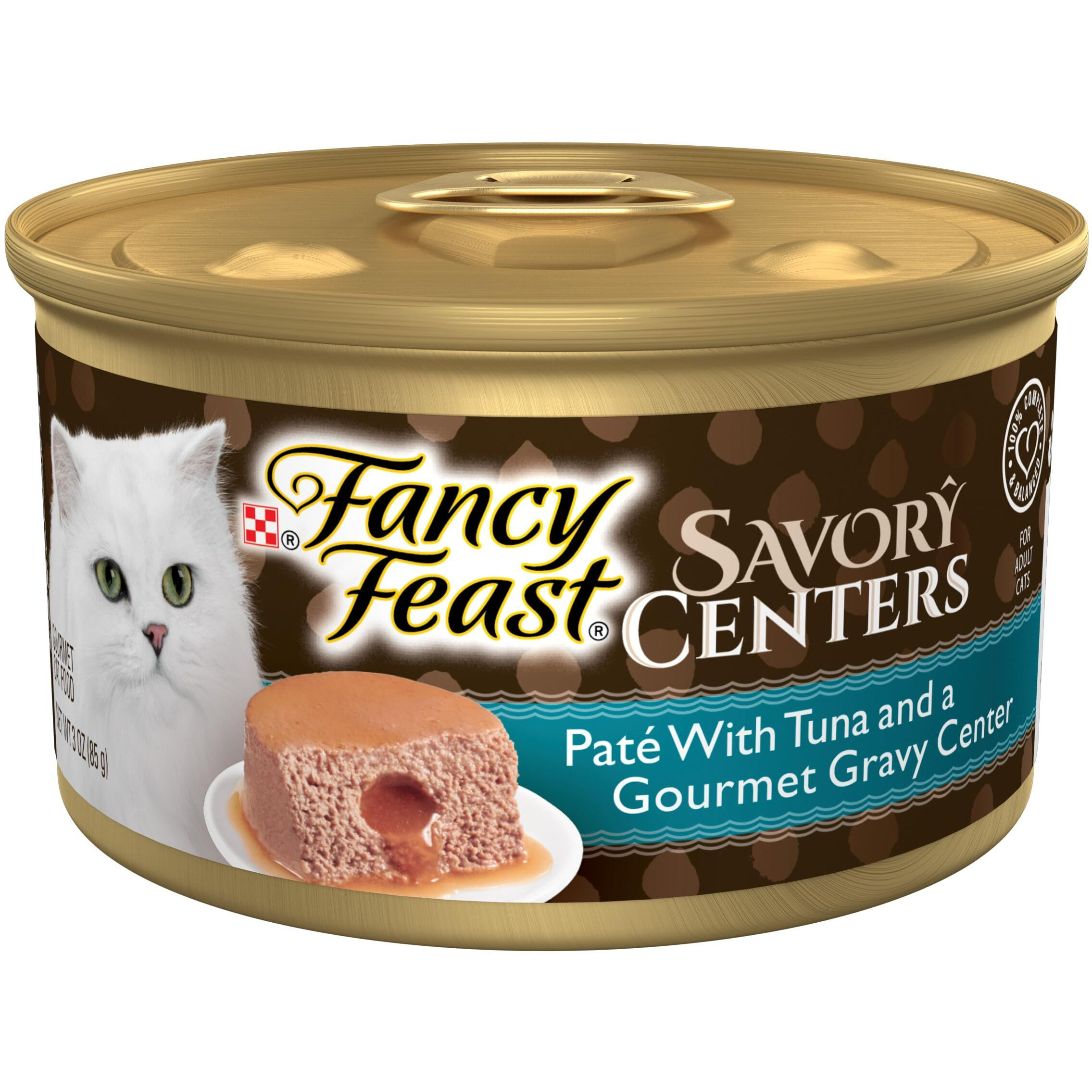 Purina Fancy Feast Savory Centers Pate Adult Wet Cat Food With Tuna And A Gravy Center - (Pack Of 24) 3 Oz. Cans