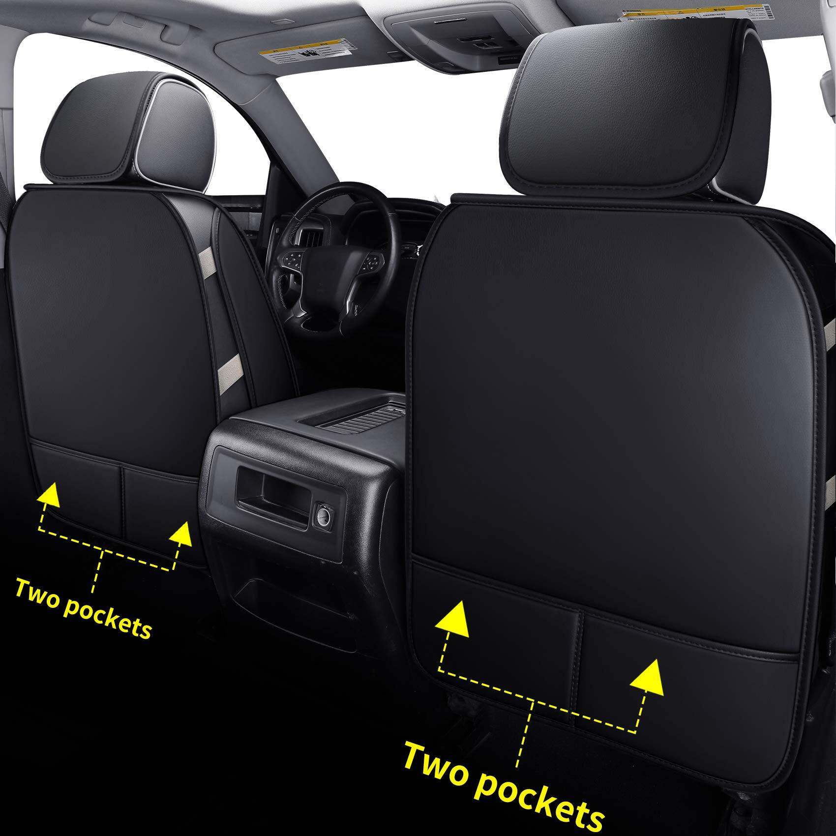 Luckyman Club 2 Front Silverado Seat Covers Fit For 2007-2023 2024 2025 Chevy Silverado Sierra 1500 2500 3500 With Water Proof Faux Leather (Black 2 Pcs)