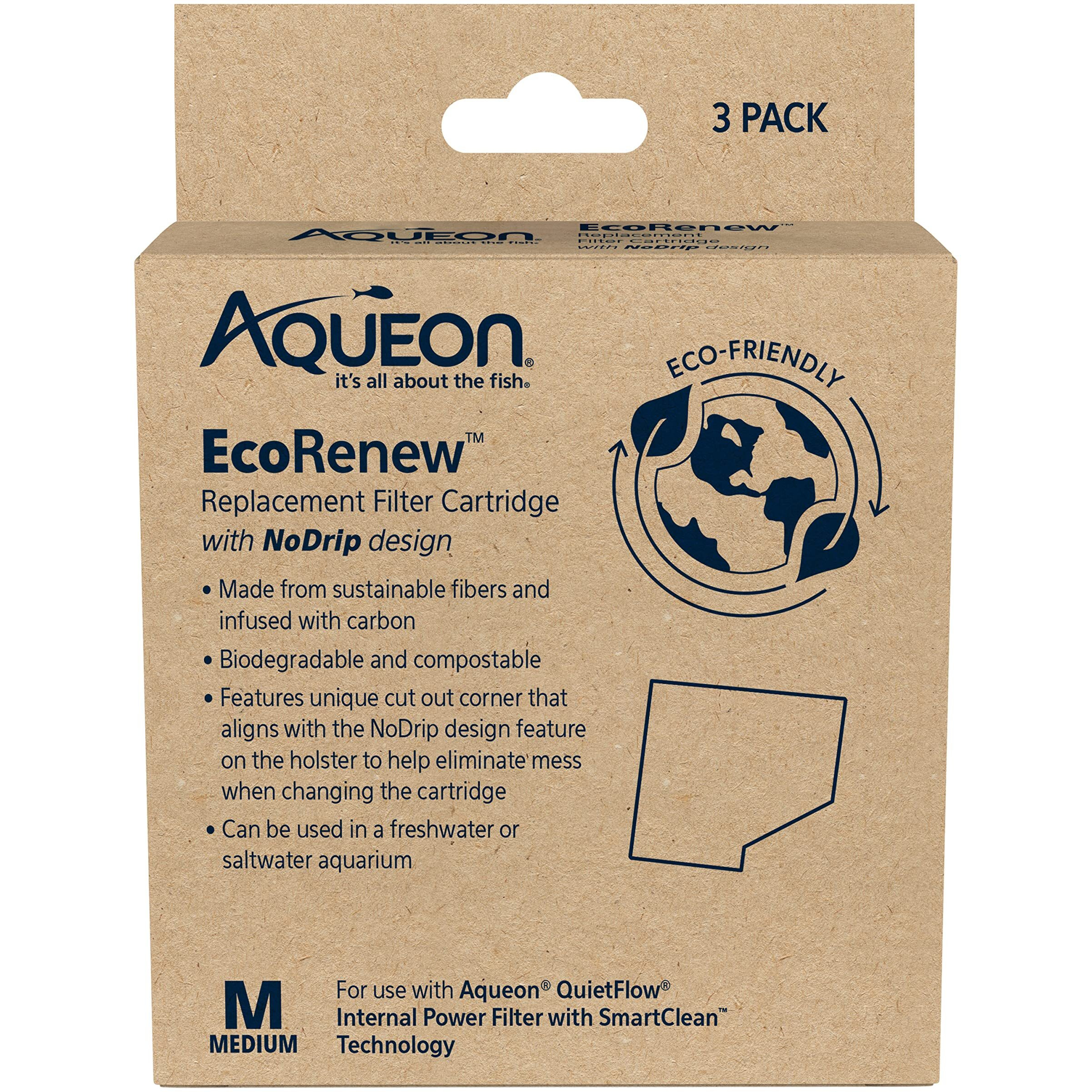 Aqueon Aquarium Fish Tank Ecorenew Filter Cartridge, Medium 3 Pack
