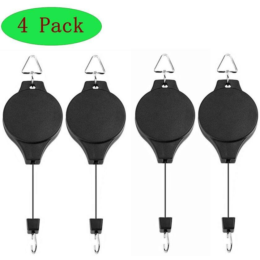 Lythor 4 Pack Plant Hook Pulley, Retractable Plant Hanger Easy Reach Hanging Flower Basket For Garden Baskets Pots And Birds Feeder Hang High Up And Pull Down To Water Or Feed