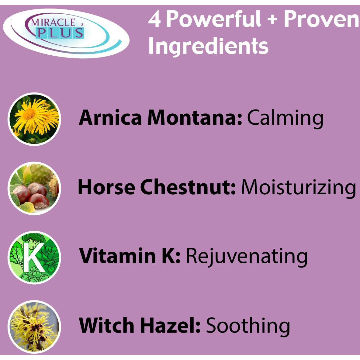 Miracle Plus Arnica Cream Bruise Relief Lotion For Bruising And Swelling On Skin | Bruise Cream Extra Strength Vitamin K Cream | Moisturizing Bruise Formula Skin Care Gel W/ Horse Chestnut, 4 Ounce