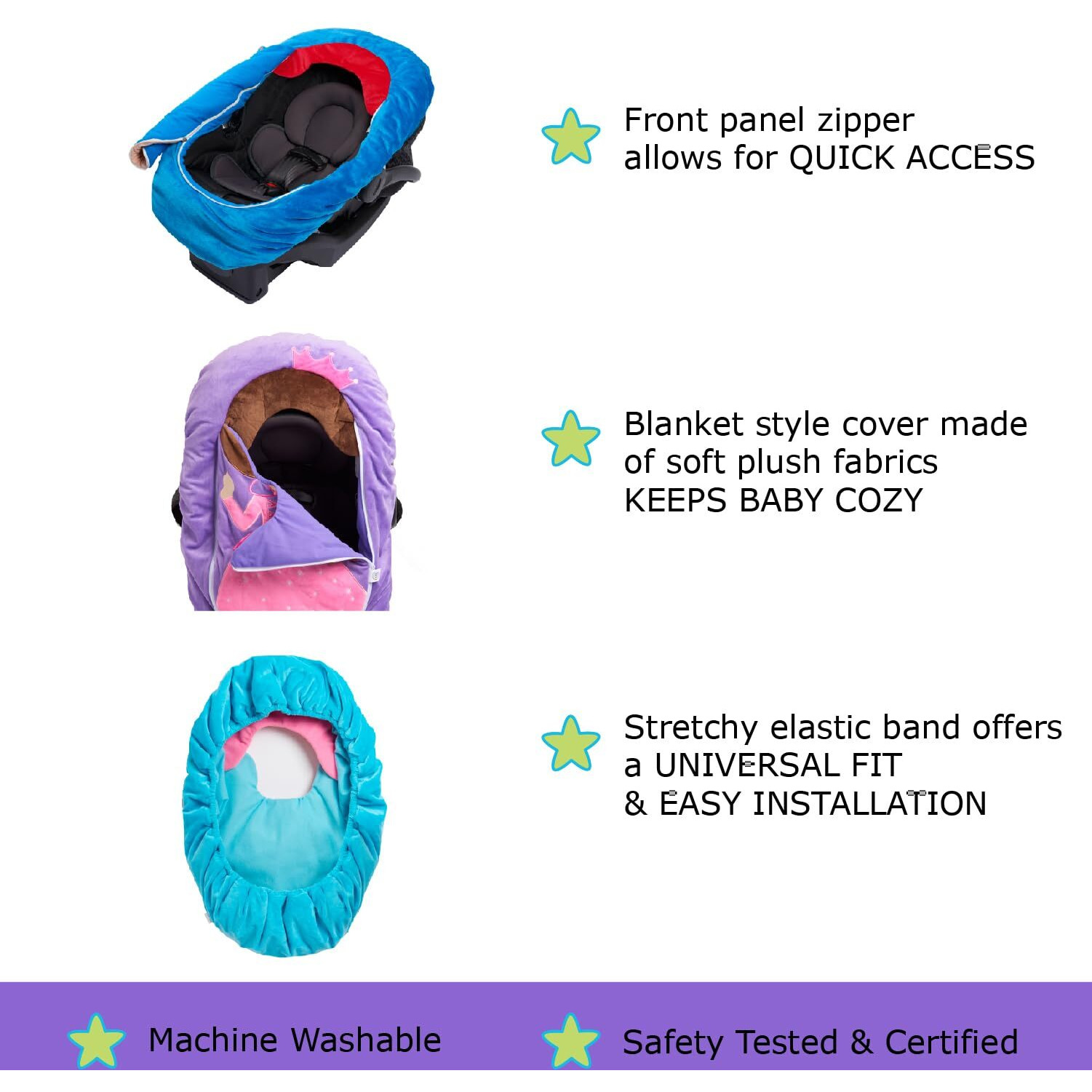Car Seat Cuties, Baby Carrier Seat Cover For Infant Seat Or Stroller, Baby Car Seat Covers With Warm Plush Lining, New Baby Gift, Soft Baby Carrier Blanket Cover, Infant Halloween Costume - Princess