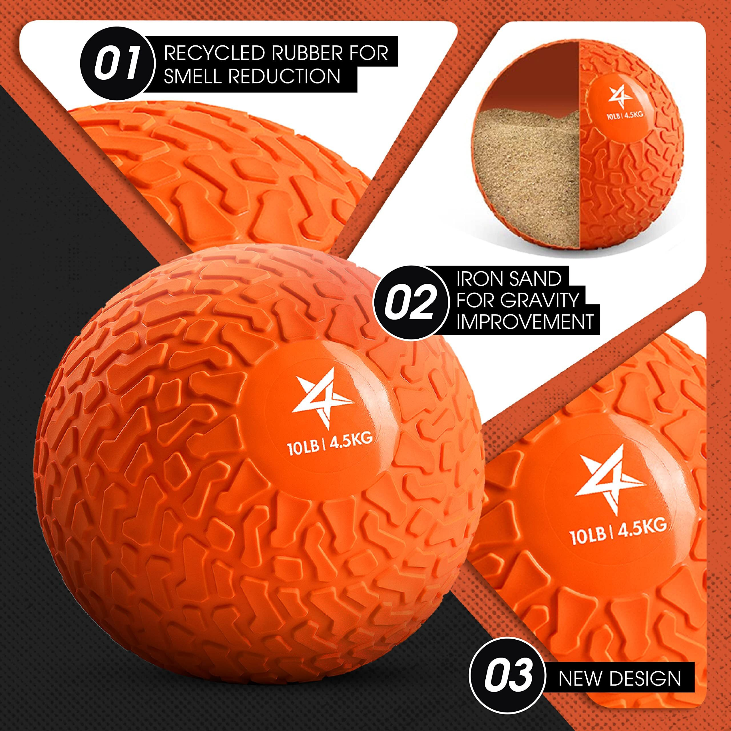 Yes4All Upgraded Fitness Slam Medicine Ball 10Lbs For Strength, Power Workout | Exercise, Workout Ball | Orange Beast
