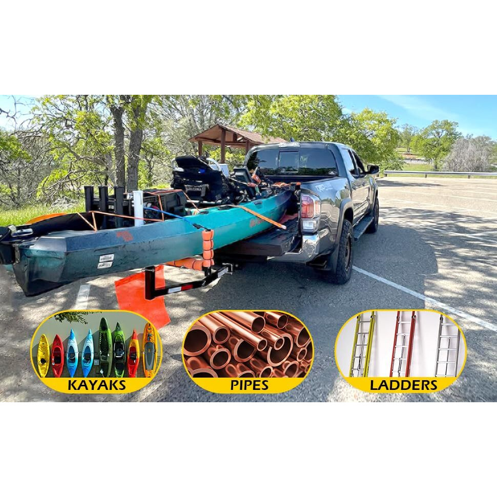 Maxxhaul 70231 Hitch Mount Pick Up Truck Bed Extender For Ladder, Rack, Canoe, Kayak, Long Pipes And Lumber) , Black , 37 X 19 X 3 Inches