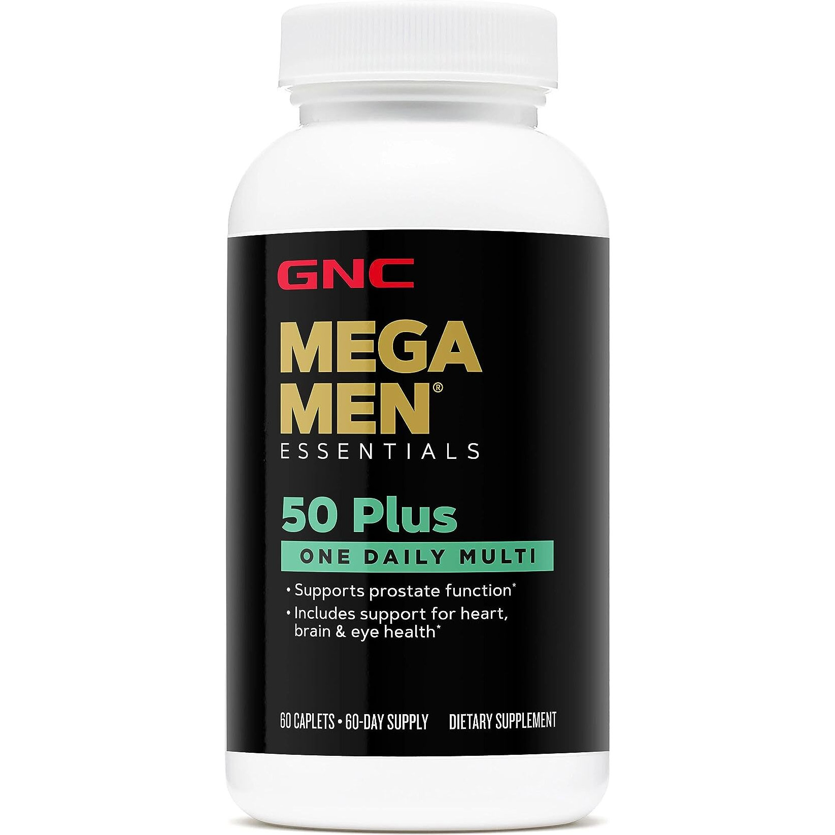 Gnc Mega Men 50 Plus One Daily Multivitamin | Supports Prostate Function | Includes Support For Heart, Brain, & Eye Health | 60 Count