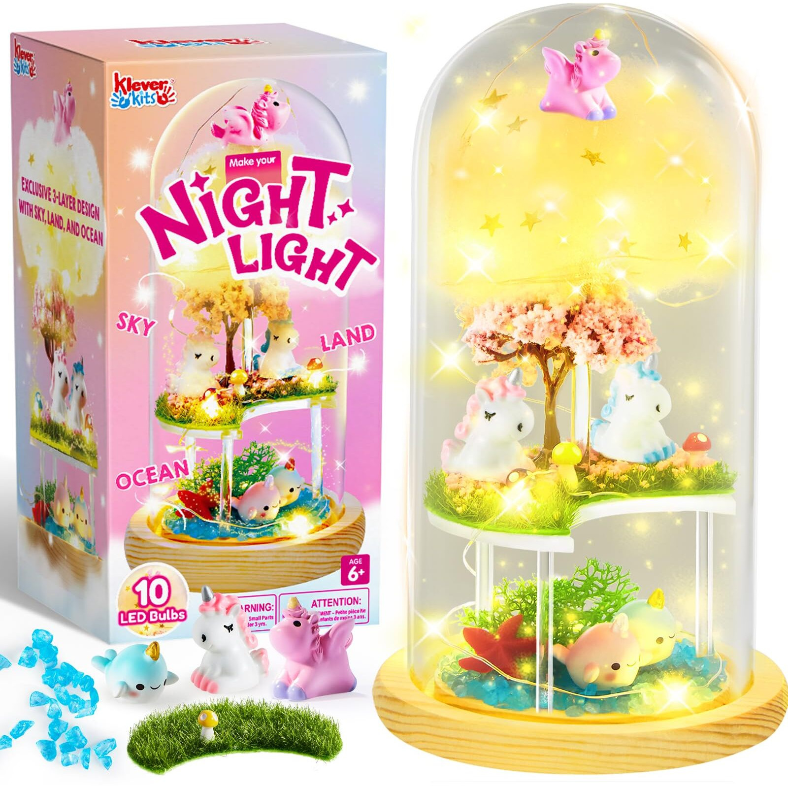 Make Your Own Unicorn Night Light - Birthday Crafts Gifts For Girls Kids, Unicorns Terrarium Kit For Kids, 3-In-1 Unicorn Toys Presents, Arts And Crafts For Girl Aged 6 7 8-12