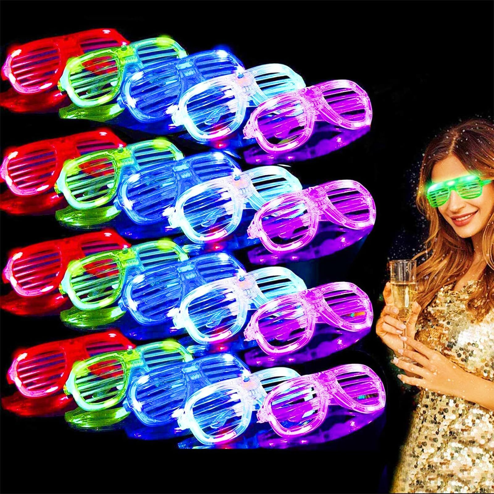 20 Pack Led Glasses Party Favors Light Up Glasses, Glow In The Dark Party Supplies Accessories For Kids Adult,Glow Sticks Glasses Neon Sunglasses Birthday Wedding Pool Helloween Fiesta Party Favors