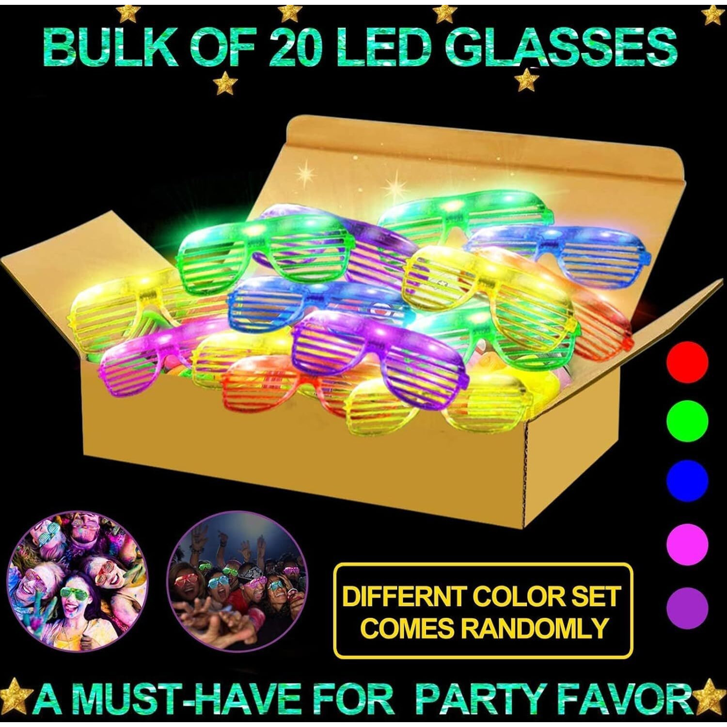 20 Pack Led Glasses Party Favors Light Up Glasses, Glow In The Dark Party Supplies Accessories For Kids Adult,Glow Sticks Glasses Neon Sunglasses Birthday Wedding Pool Helloween Fiesta Party Favors