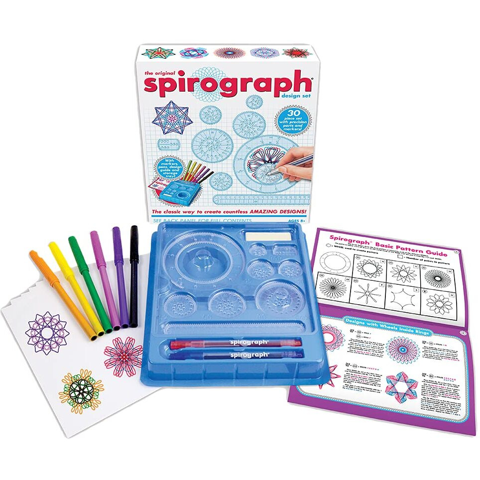 Spirograph Design Set Boxed - Arts And Crafts, Kids Toys, Art Supplies, Craft Supplies, Drawing Kit, Spiral Art, Reproduction Of Classic Gear Design Kit, Pens, Design Sheet Included, Ages 8+