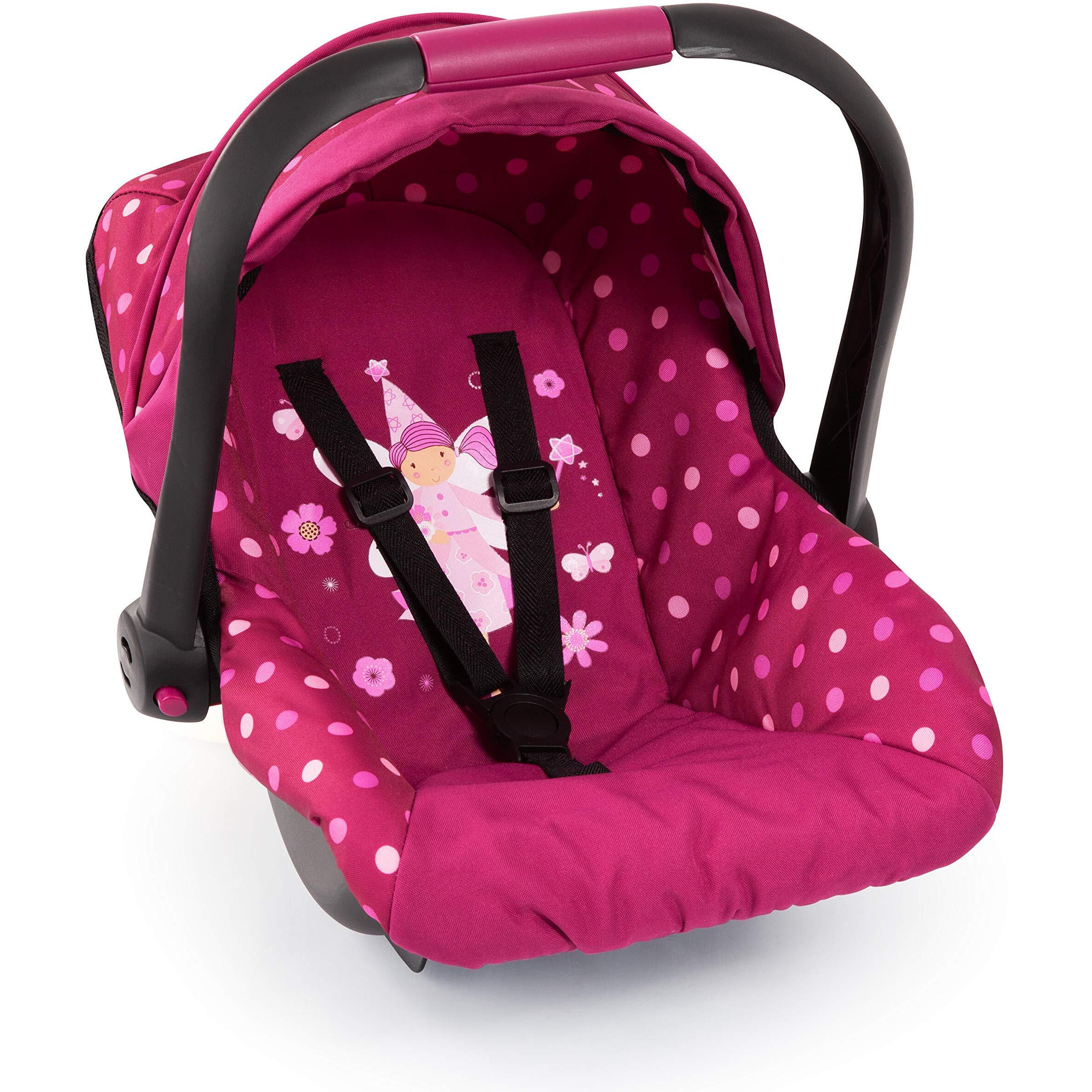 Bayer Design Baby Doll Deluxe Car Seat With Canopy- Polka Dots , Pink