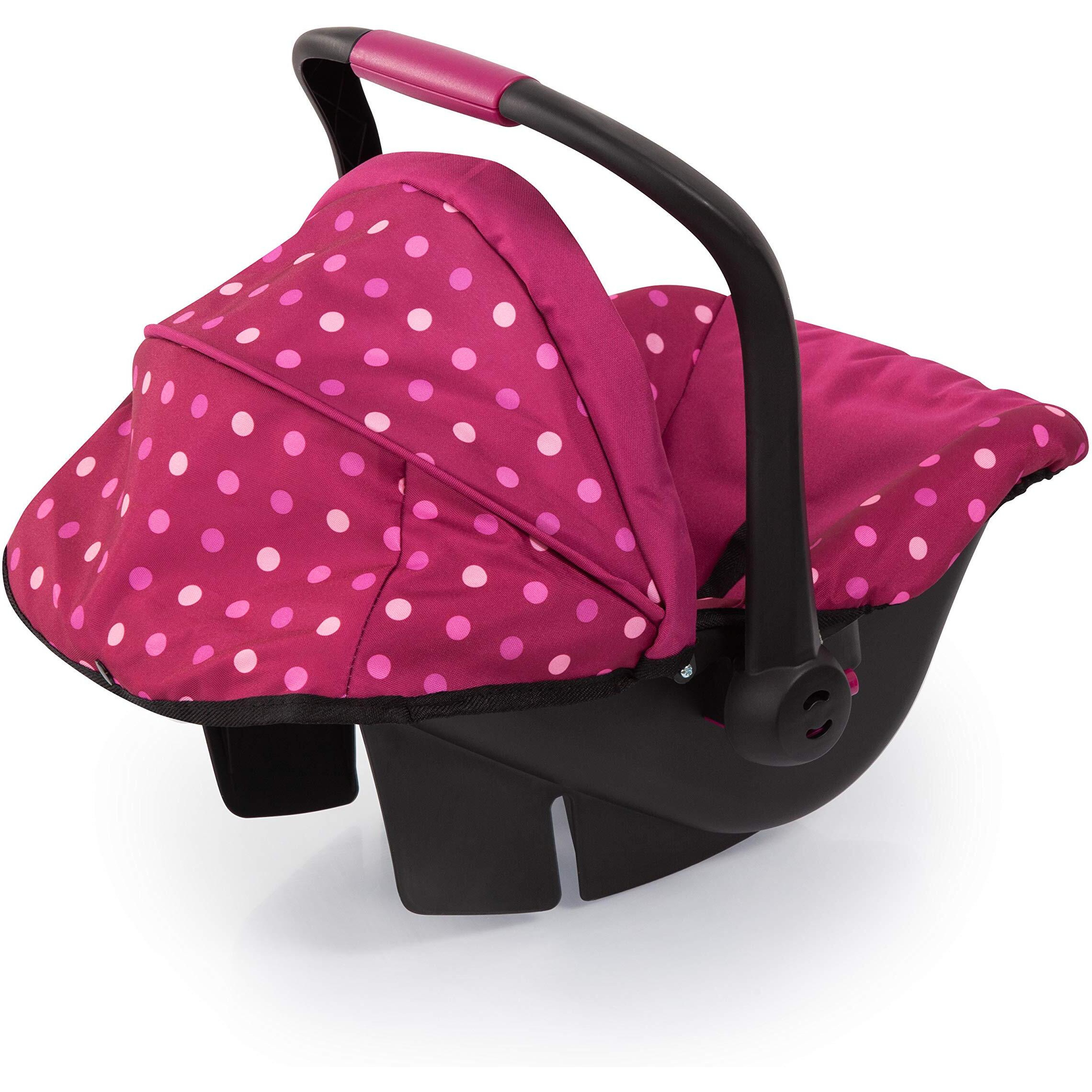 Bayer Design Baby Doll Deluxe Car Seat With Canopy- Polka Dots , Pink