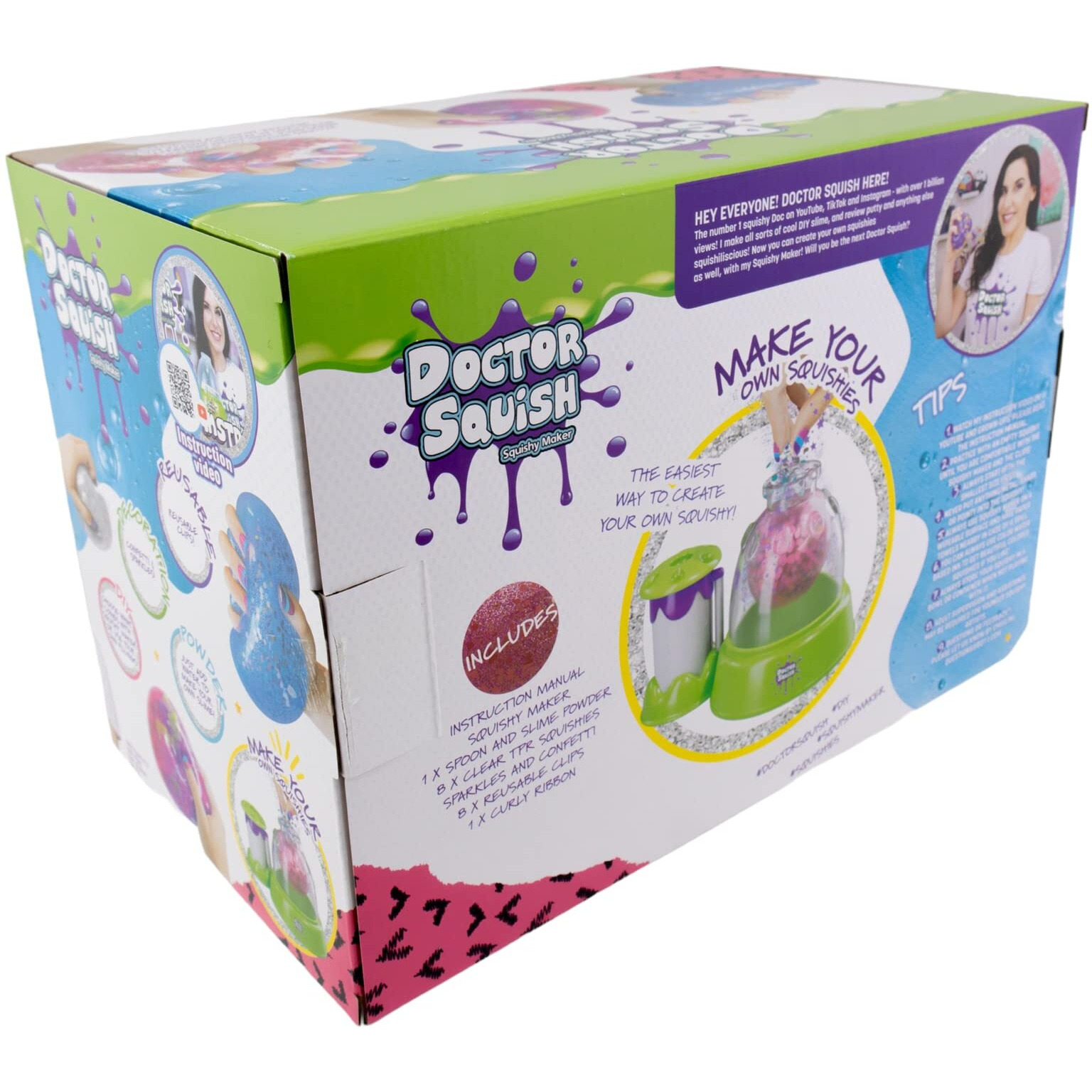 Doctor Squish Squishy Maker, New Shiny Glitter Station Maker, Decorate With Confetti, Sparkles & Colored Ink, Variety Of Sizes, Just Add Water To Make Your Own Slime, For Ages 8 & Up