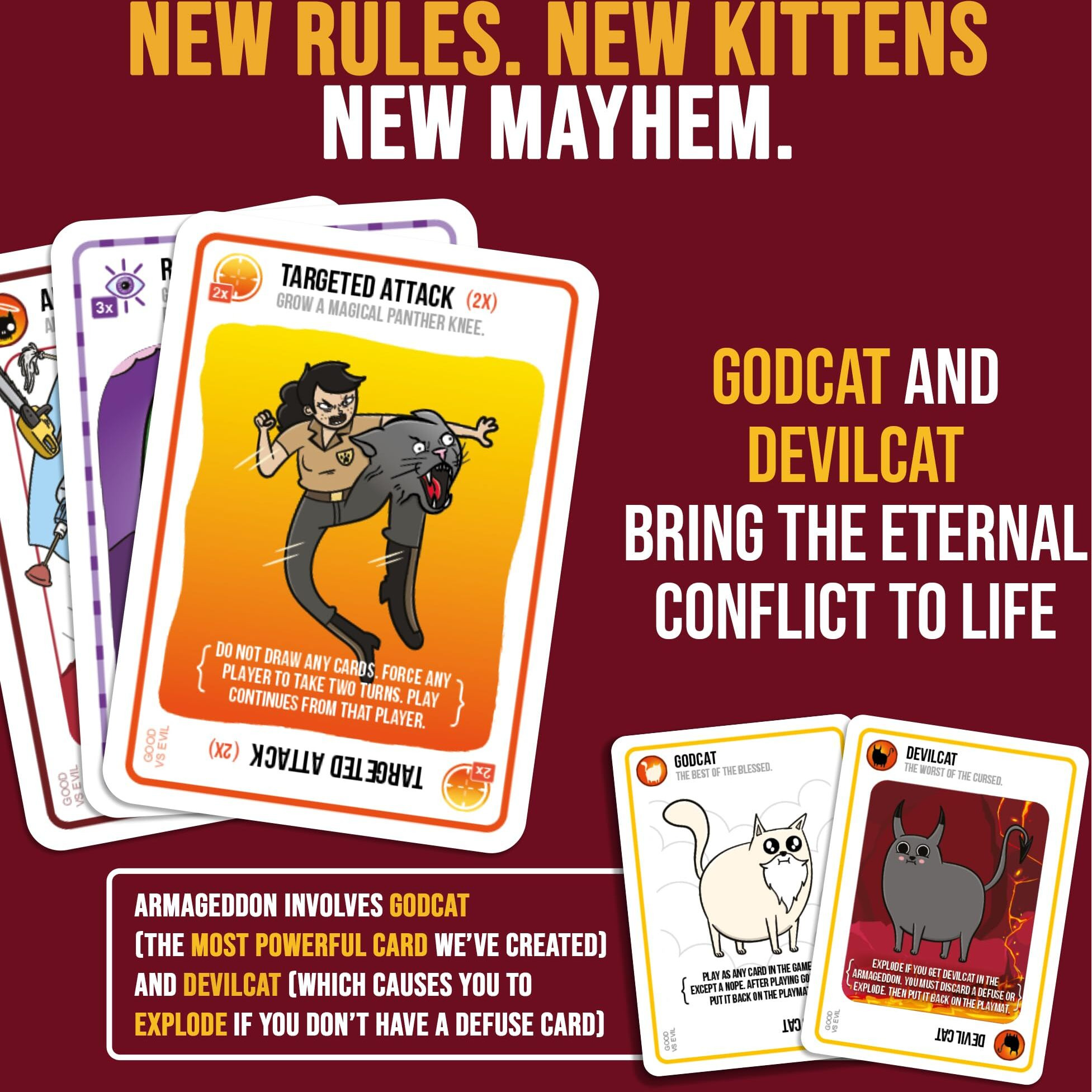 Exploding Kittens Good Vs. Evil - 2-5 Players - Ages 7+ - Inspired By Netflix Show - High Stakes Family Card Game - Party Game, Family Game Night, Animated Netflix Show