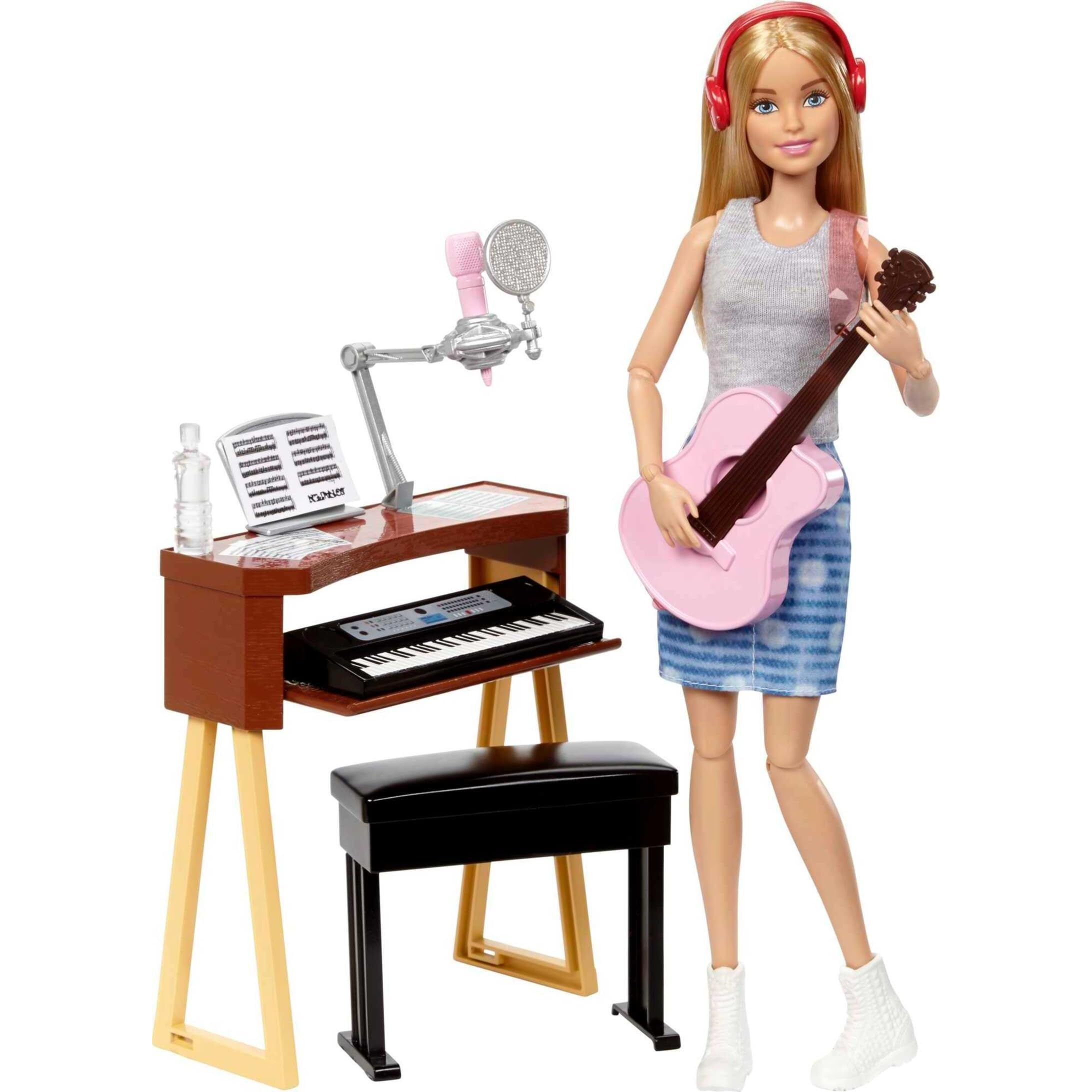 Barbie Careers Playset, Blonde Musician Doll With Removable Outfit & Accessories Including Guitar, Keyboard, Mics & More
