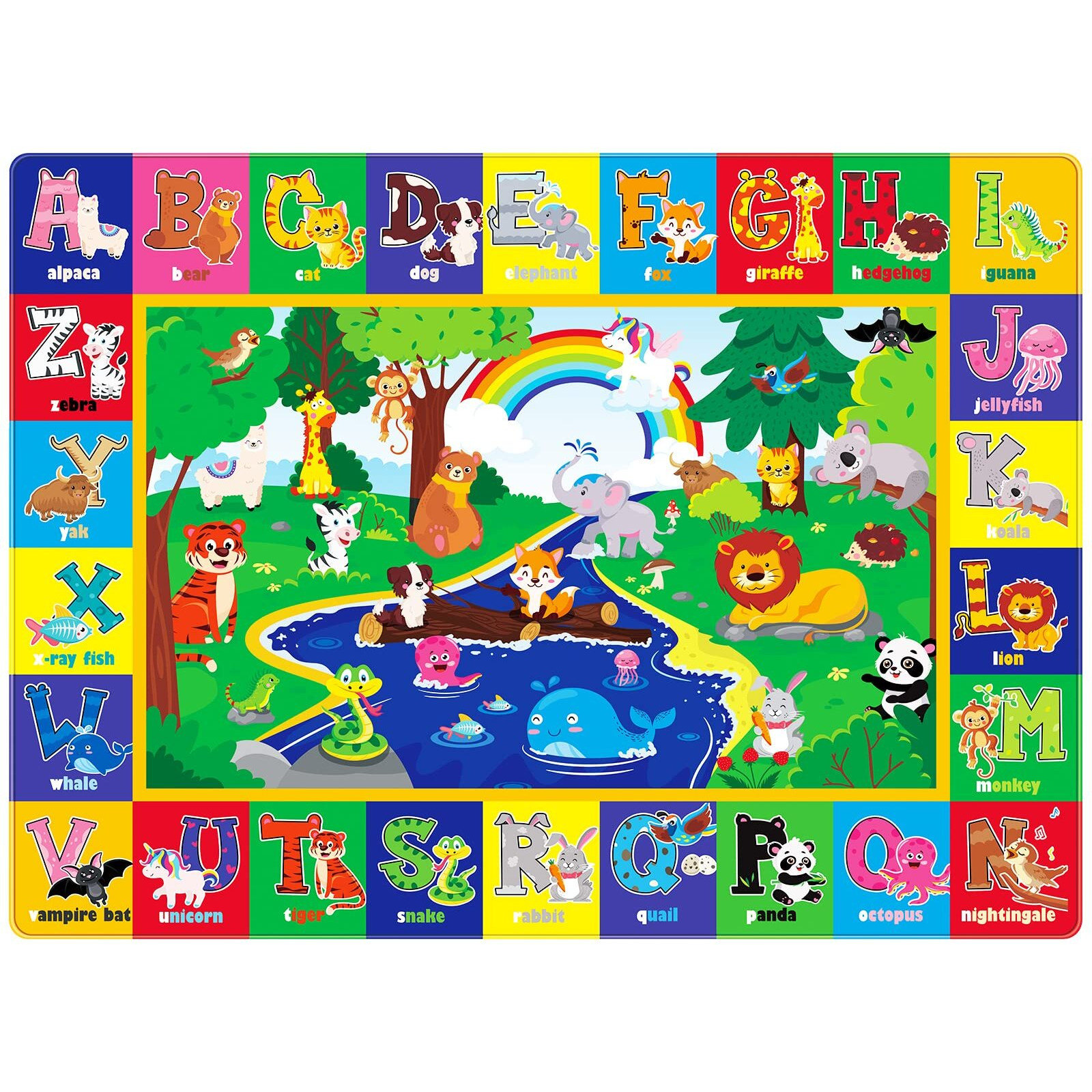 Ltkougfam Baby Play Mat For Floor, Baby Crawling Mat Soft Surface Toddler Playmat For Babies, Non-Toxic Foldable Non-Slip Abc Mats For Kids Infants Girls Boys (59X39.4 Inch)