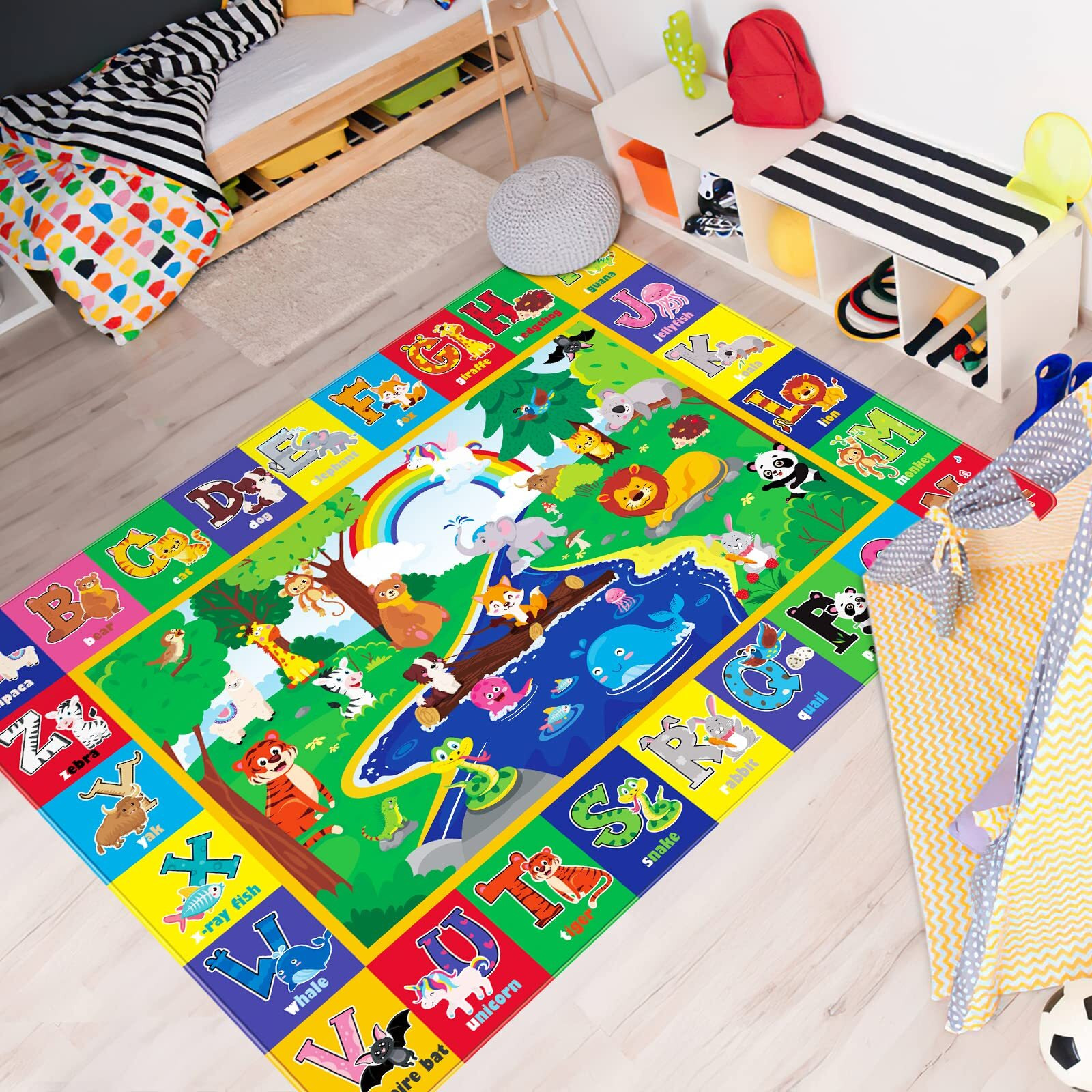 Ltkougfam Baby Play Mat For Floor, Baby Crawling Mat Soft Surface Toddler Playmat For Babies, Non-Toxic Foldable Non-Slip Abc Mats For Kids Infants Girls Boys (59X39.4 Inch)