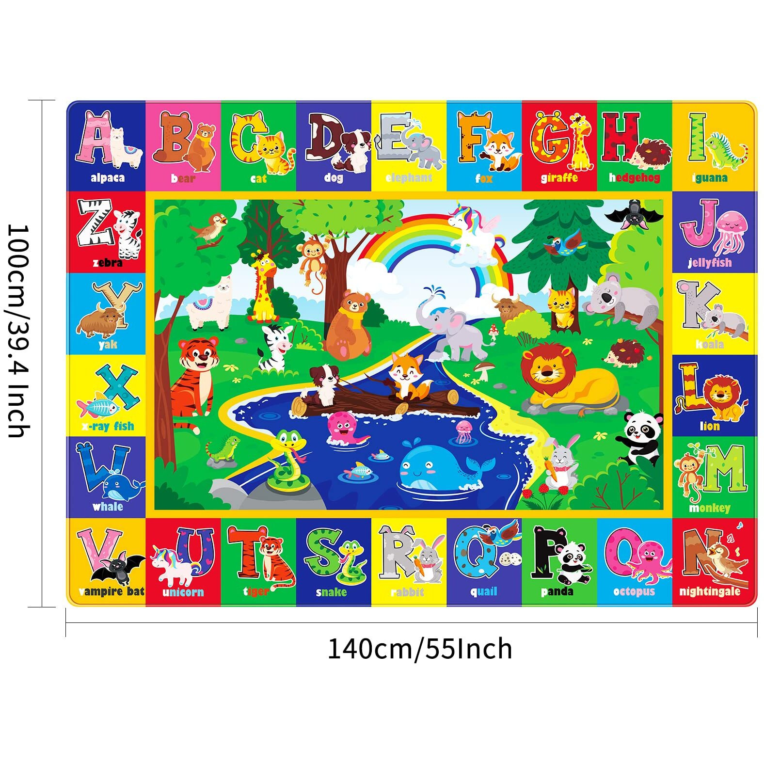 Ltkougfam Baby Play Mat For Floor, Baby Crawling Mat Soft Surface Toddler Playmat For Babies, Non-Toxic Foldable Non-Slip Abc Mats For Kids Infants Girls Boys (59X39.4 Inch)