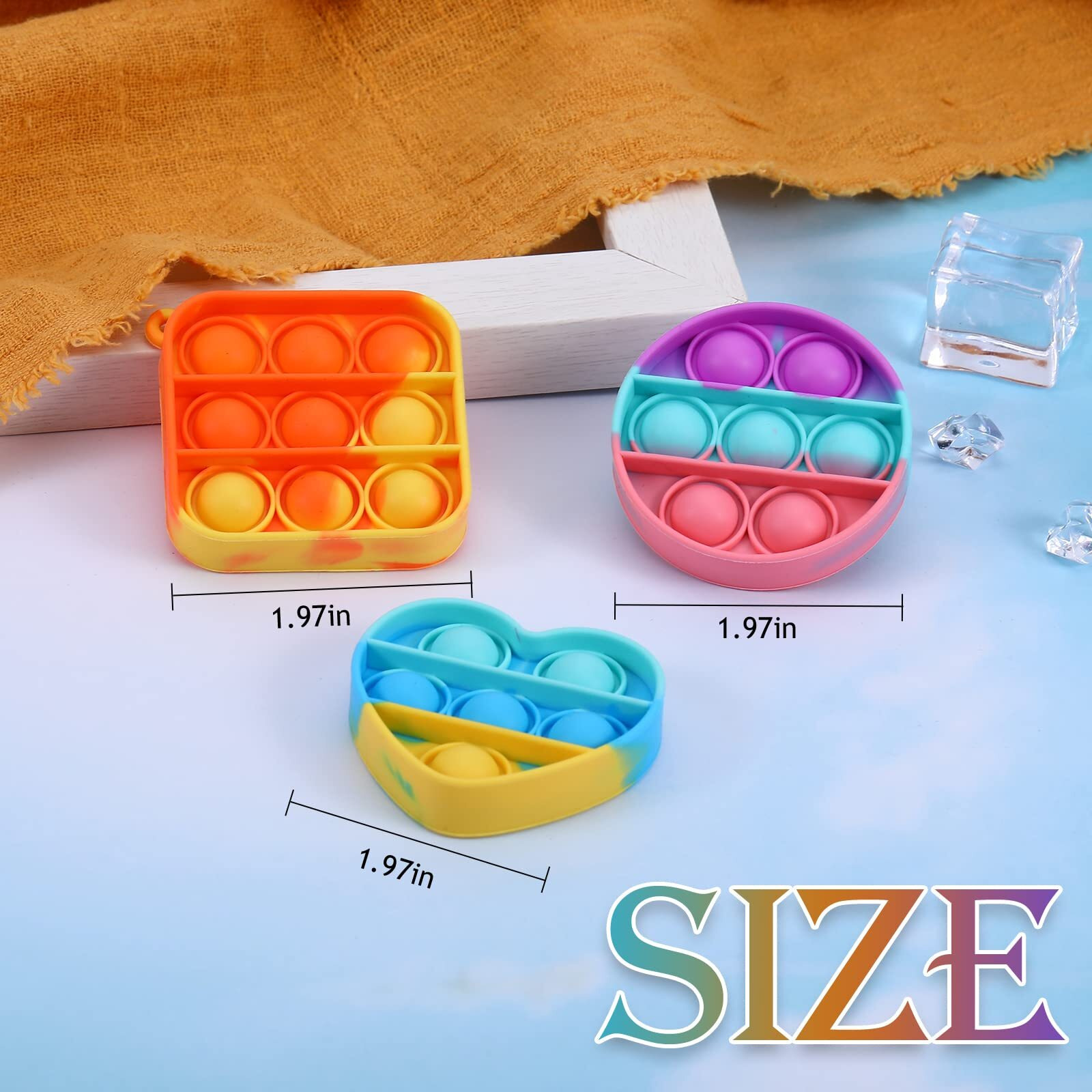 Arme 95Pcs Pop Fidget Toys,Party Favors Toddler Toy Pop Fidget Keychain Mini Fidget Toys Bulk Sensory Toys Stress Toys, Party Fidget Pack Popper Toy Gift For Girls Boys